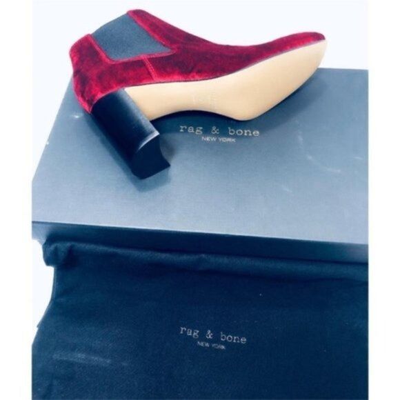 Rag & Bone Womens Red Velvet Chelsea Pull On Chunky Heeled B