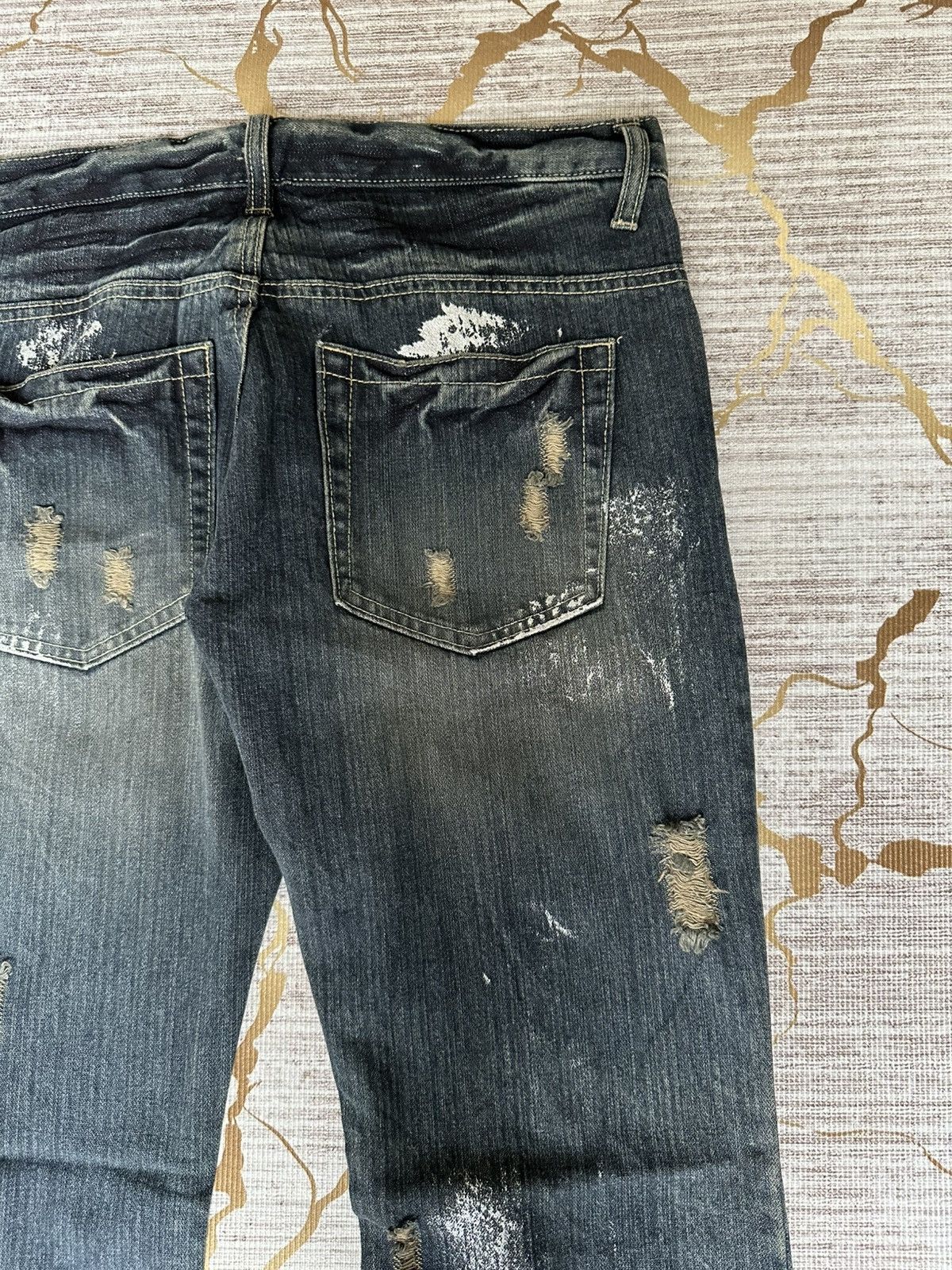 Japanese Brand FLARE Back Rush Splatter Distressed Denim Size US 32 / EU 48 - 14 Thumbnail