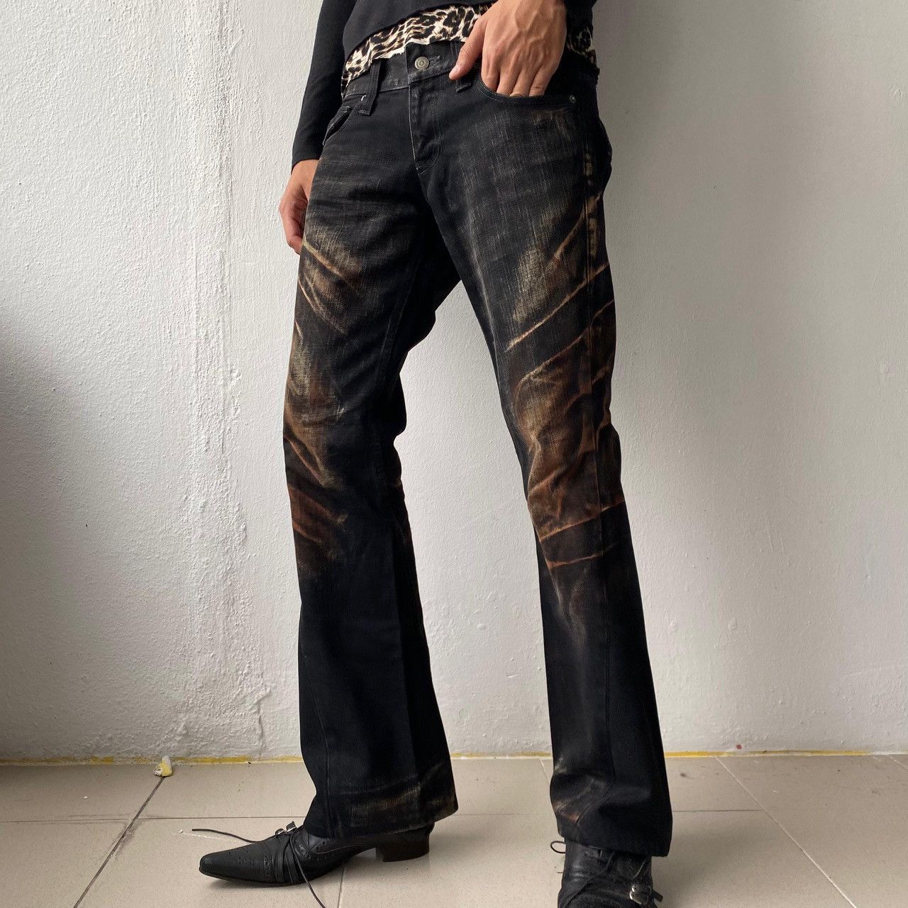 Tornado Mart Tornado Mart Super Lace Flared Denim Size US 33 - 2 Thumbnail