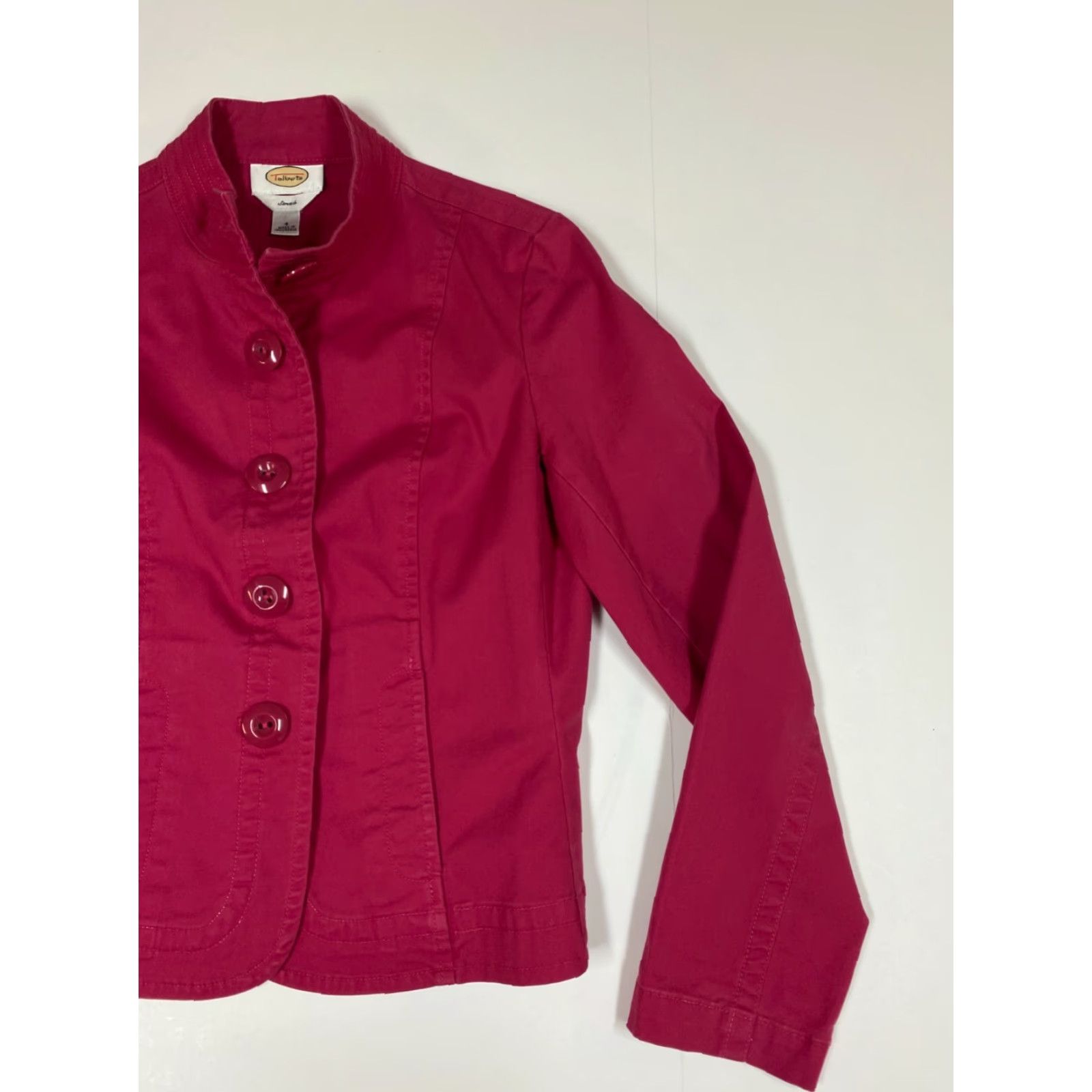 Talbots Talbots Blazer Jacket Womens 4 Pink Stretch Button Cotton Canvas Classic Casual Mid-Length Size S / US 4 / IT 40 - 2 Thumbnail
