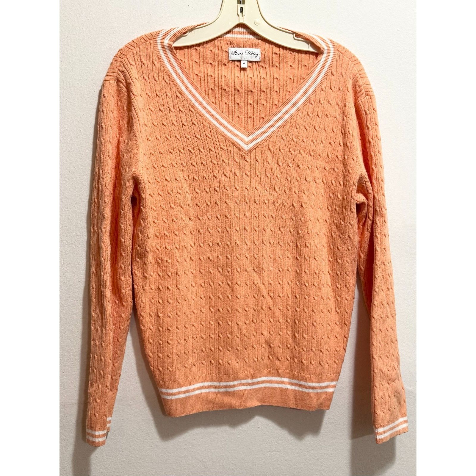 Other Sport Haley orange cable knit V neck sweater XL Size XL / US 12-14 / IT 48-50 - 2 Thumbnail