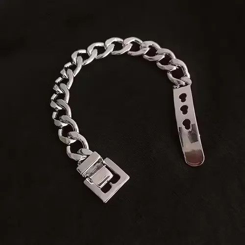 Jewelry Chrome Silver Belt Bracelet Goth God Pendant Chain Size ONE SIZE - 3 Thumbnail