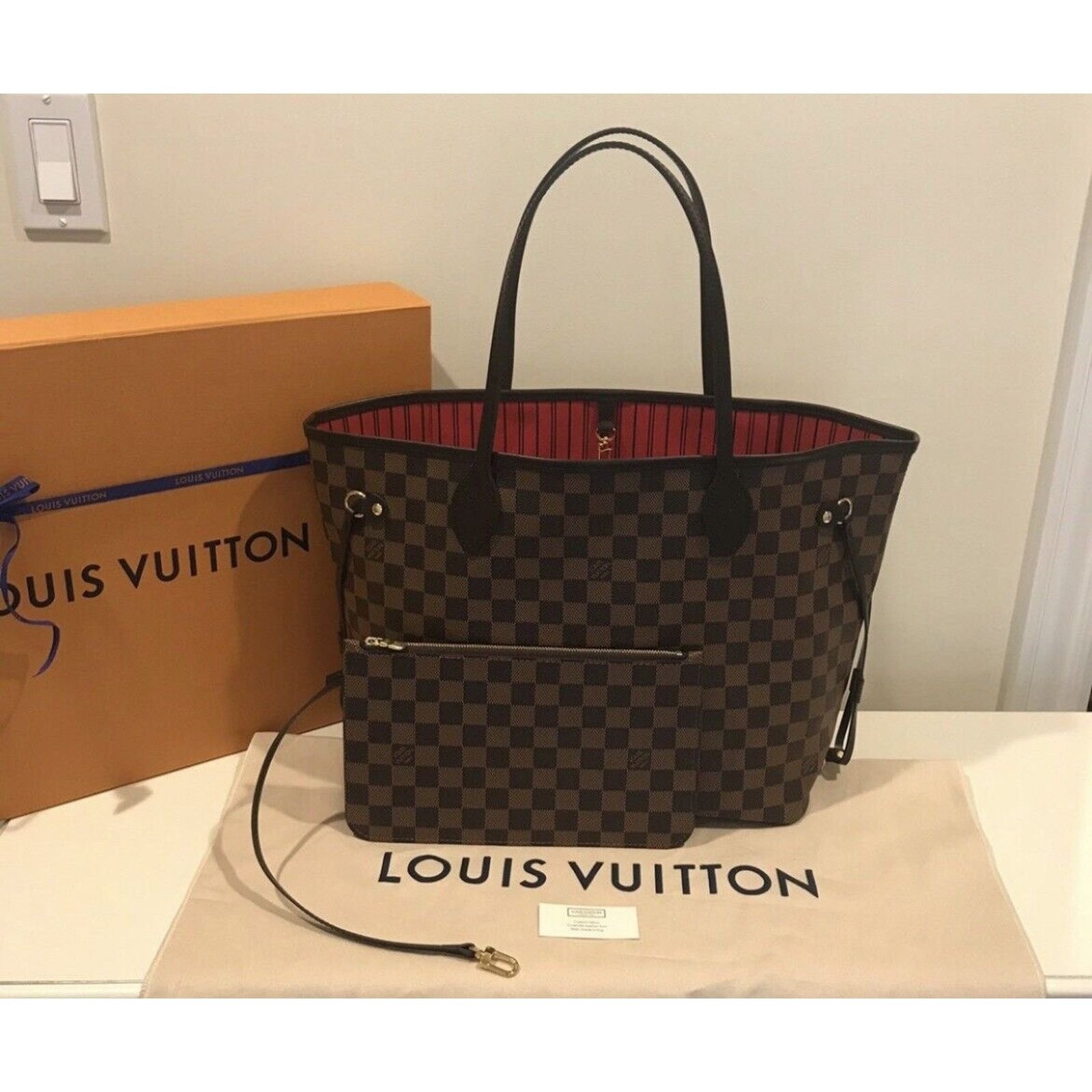 Louis Vuitton LOUIS VUITTON Neverfull MM Damier Ebene Tote Bag Brown Size ONE SIZE - 3 Thumbnail