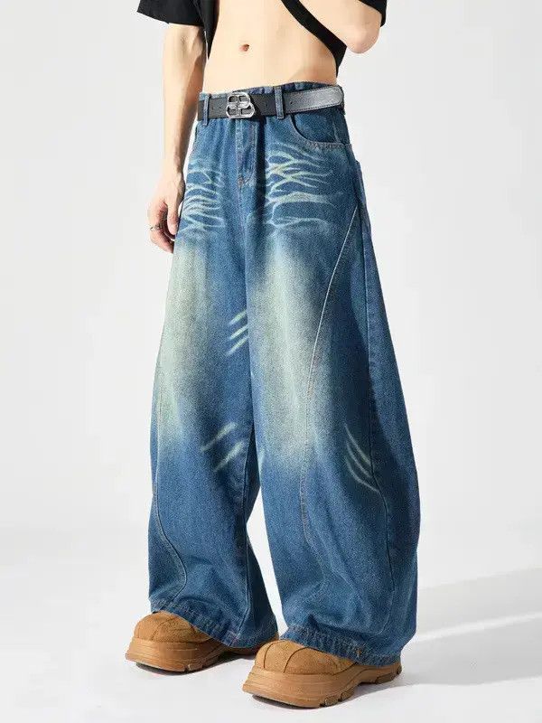 Japanese Brand Retro loose wide leg cat whisker jeans Size US 32 / EU 48 - 1 Thumbnail
