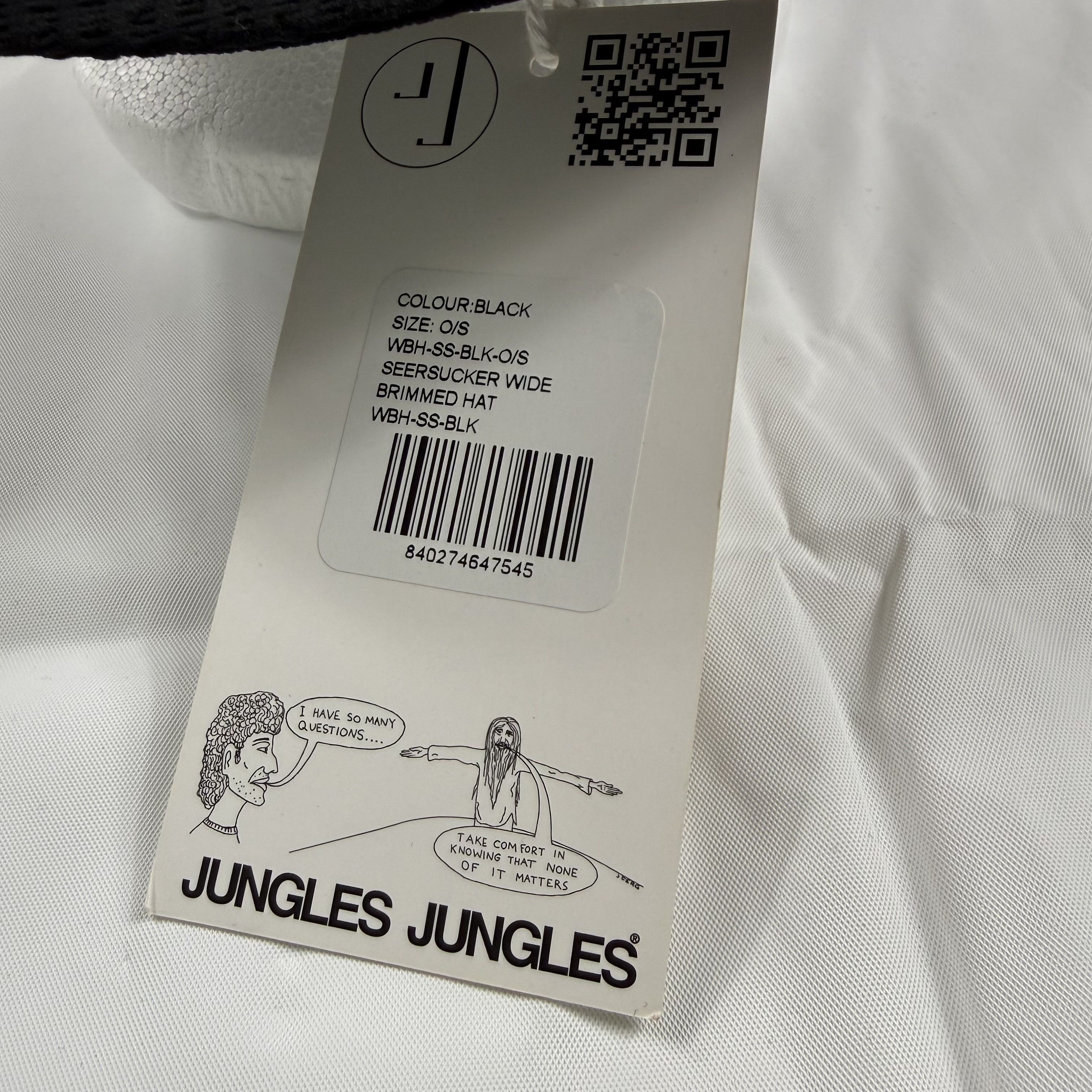 Jungles Jungles Jungles Seersucker Wide Brimmed Hat Black Logo O/S Size ONE SIZE - 5 Thumbnail