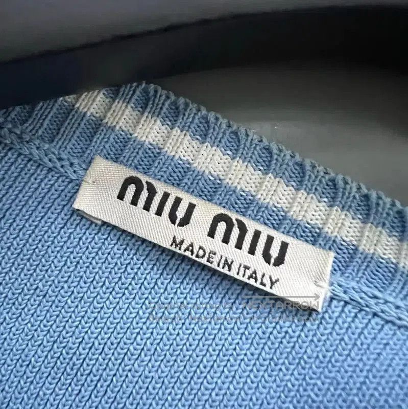 Miu Miu Miu Miu Blue Wool Summer Crop T-Shirt . Size XXS / US 00 / IT 34 - 3 Thumbnail