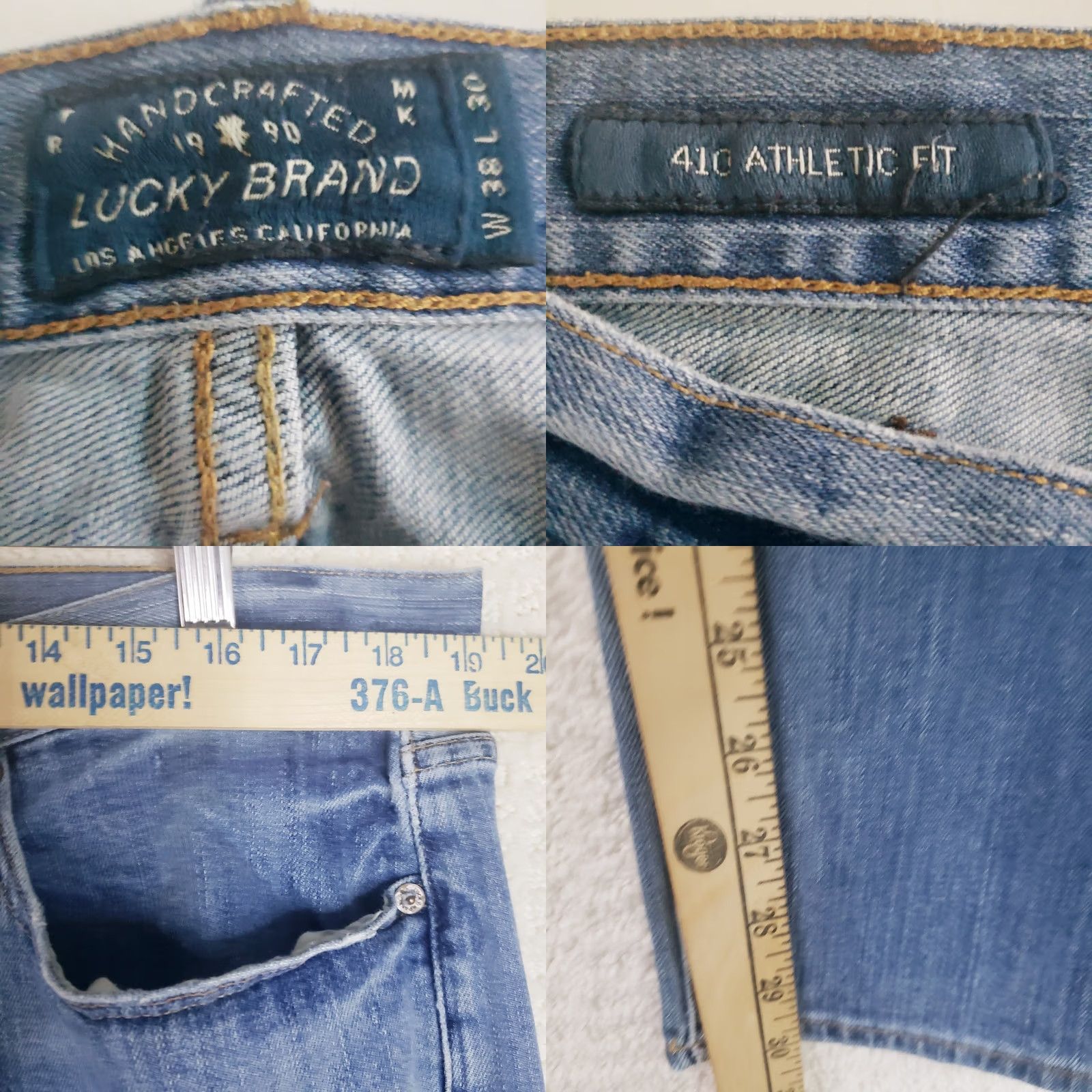 Lucky Brand Lucky Brand 410 Athletic Slim Denim Jeans Blue Men’s 38X30 Slim Straight 5-Pocket Logo USA Vintage No Size US 38 / EU 54 - 9 Thumbnail