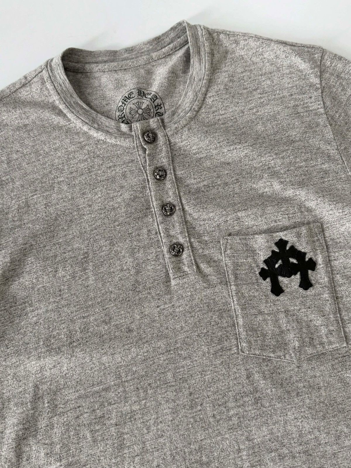 Chrome Hearts Chrome Hearts Gray BS Fleur Button Henley Neck Short Sleeve Size US L / EU 52-54 / 3 - 3 Thumbnail