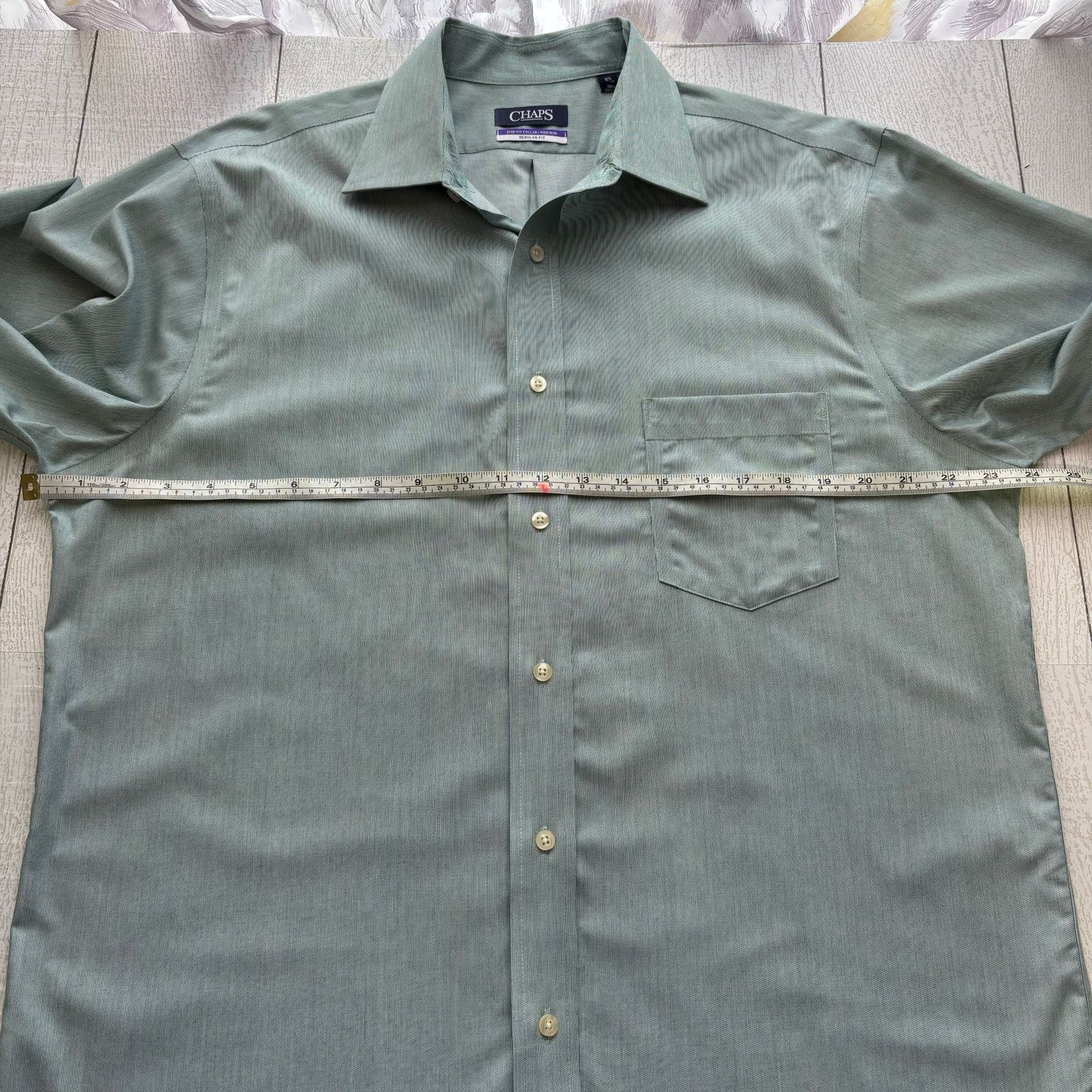 Chaps Chaps Pale Green Button Shirt Size 16.5 36/37 Regular Fit Size US M / EU 48-50 / 2 - 6 Thumbnail