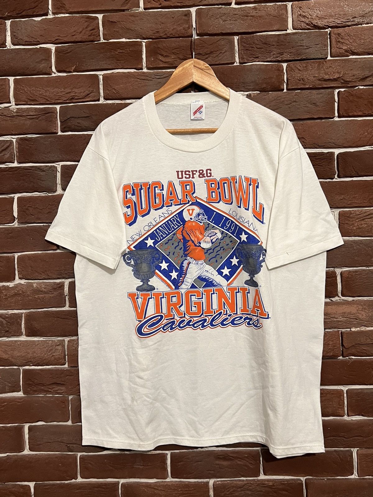 Vaintage 1991 90s Sugar Bowl Virginia Cavaliers Football Tee