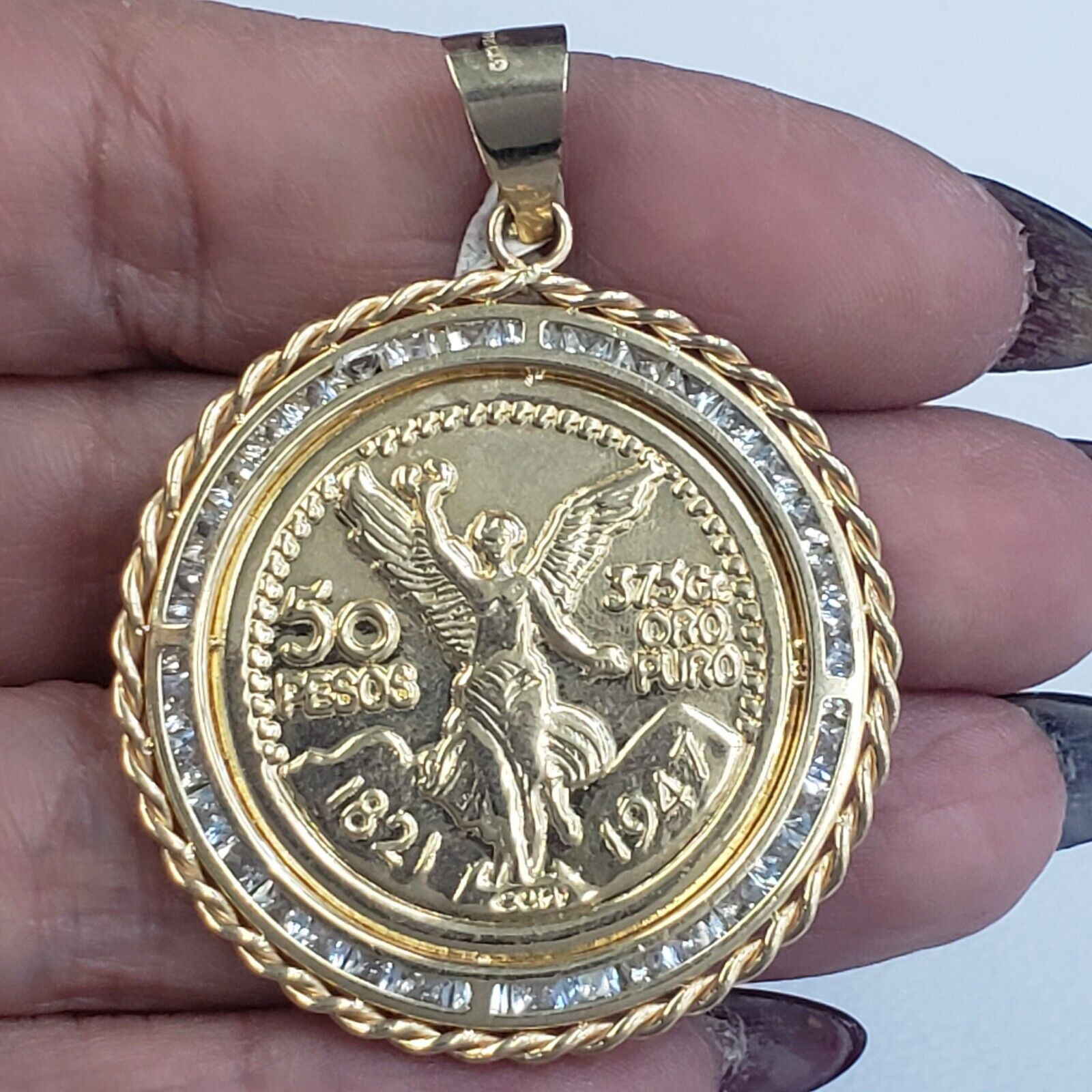 032c 14k solid gold 50 pesos centenario Coin Bezel Frame pendant Size ONE SIZE - 1 Thumbnail