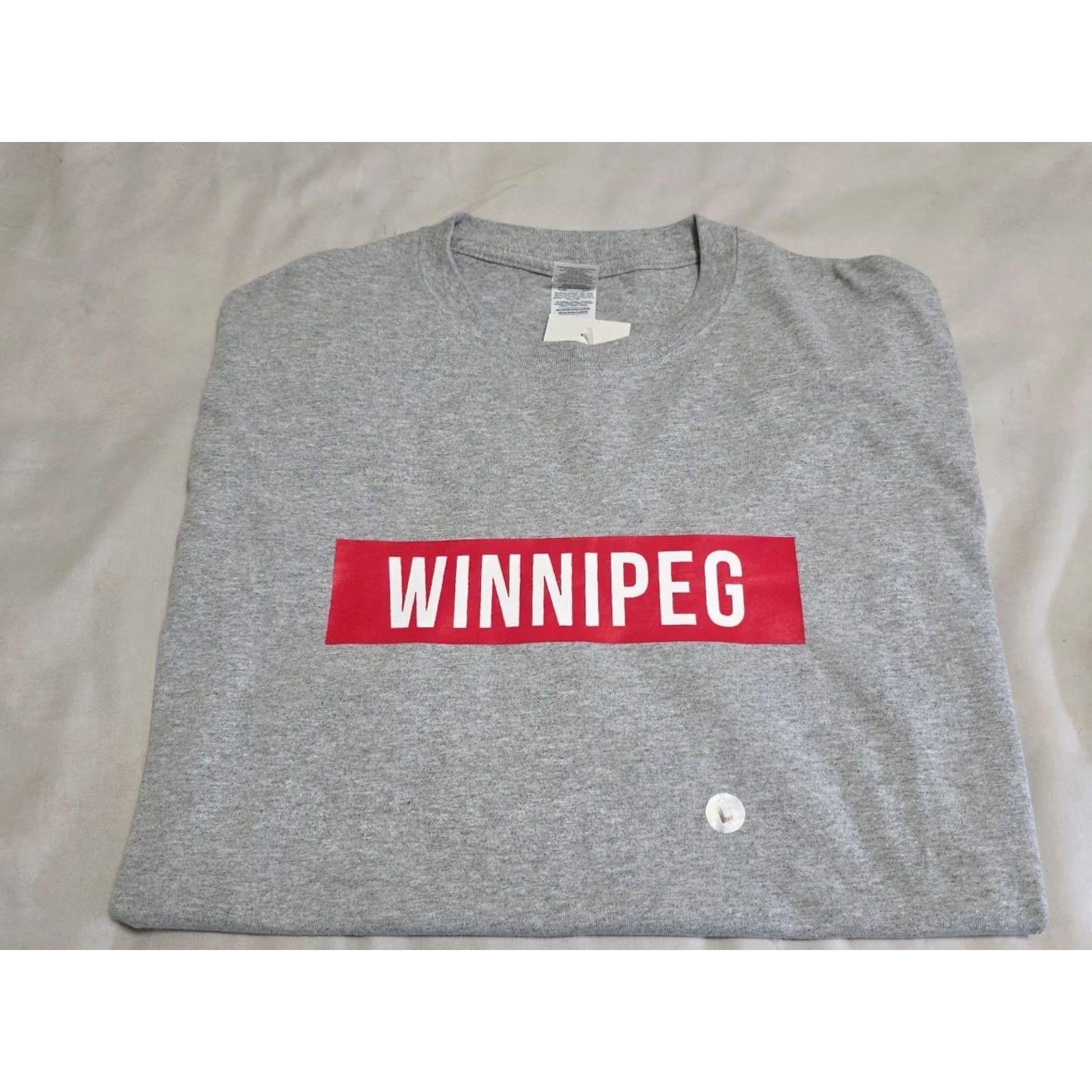 Gildan Gildan T-Shirt Winnipeg Box Logo Light Heather Gray Crew Neck Short Sleeve Regular Adult Large XS? Size US L / EU 52-54 / 3 - 7 Thumbnail