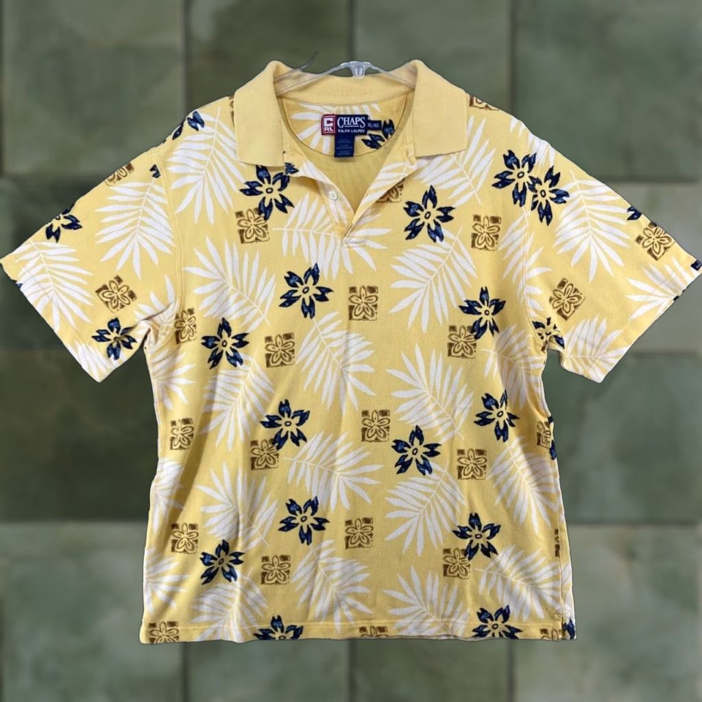 Ralph Lauren VINTAGE Ralph Lauren Chaps Polo Shirt Men's Short SleeveXL Yellow Floral Tropical Casual Size US XL / EU 56 / 4 - 1 Thumbnail
