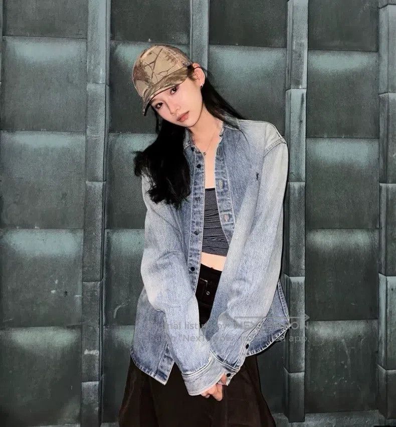 Saint Laurent Paris Saint Laurent Paris Blue Logo Embroidered Washed Distresse Size US XL / EU 56 / 4 - 8 Thumbnail