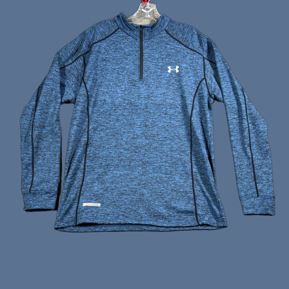 Under Armour Under Armour Pullover Sweatshirt 1/4 Zip Mock Neck Long Sleeve Blue 2XL Athletic Golf Walking Performance Heatgear Coldblack Size US XXL / EU 58 / 5 - 1 Thumbnail