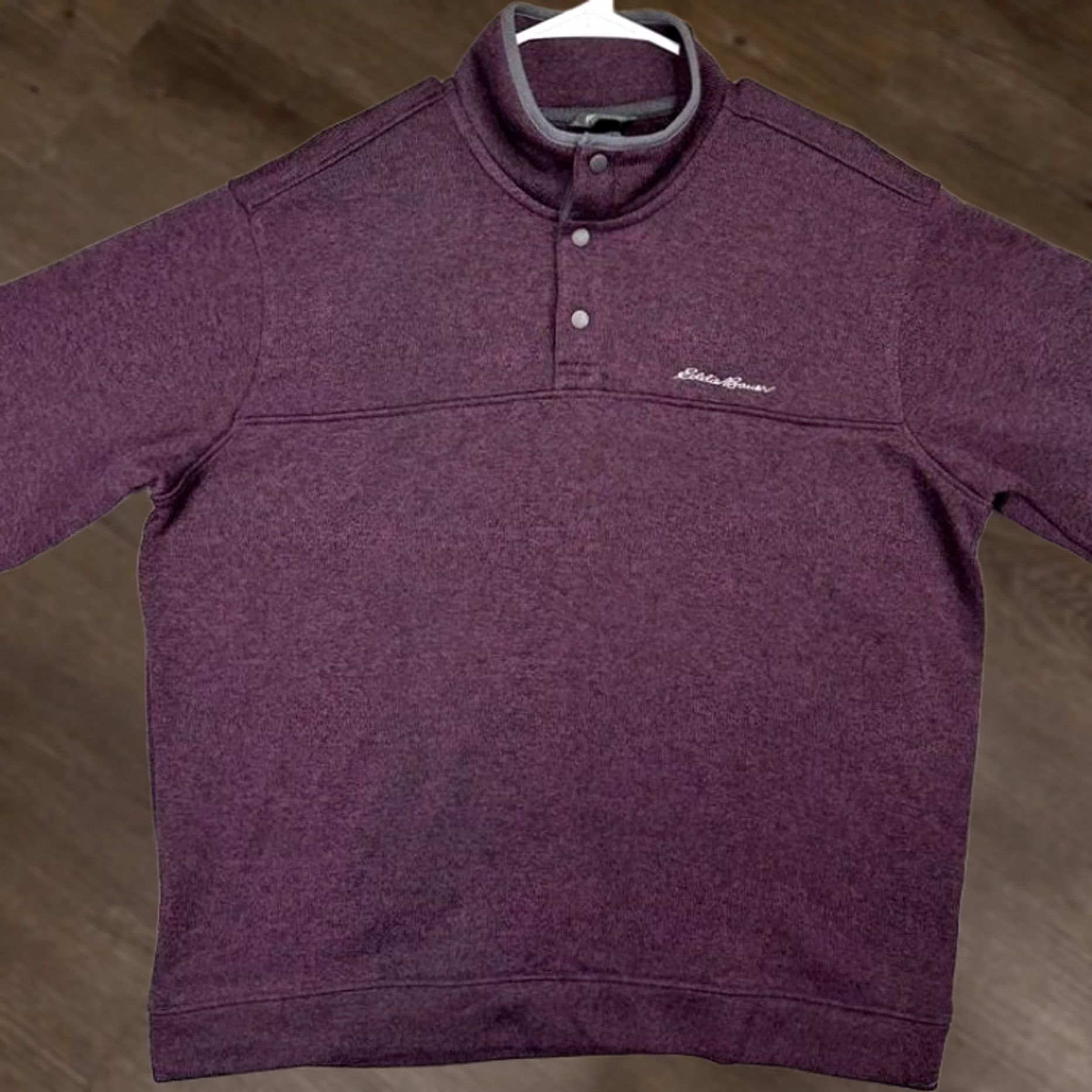 Eddie Bauer Eddie Bauer Pullover Sweater Mens 2XL Dark Purple Fleece Quarter Snap Logo Mock Neck Baggy? Size US XXL / EU 58 / 5 - 1 Thumbnail