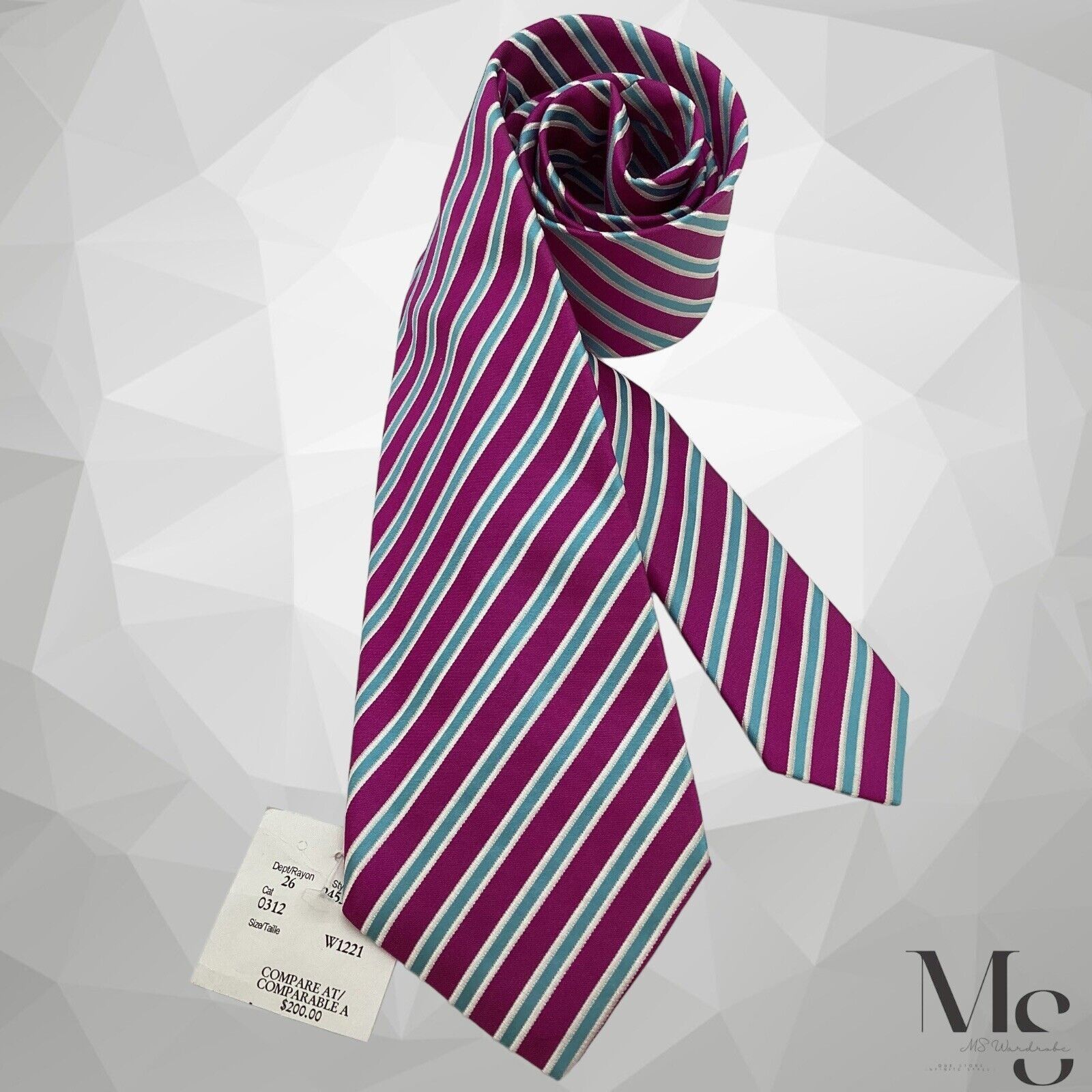 Kiton $200 KITON NAPOLI 7Fold Purple Striped Silk Tie Italy Size ONE SIZE - 1 Thumbnail