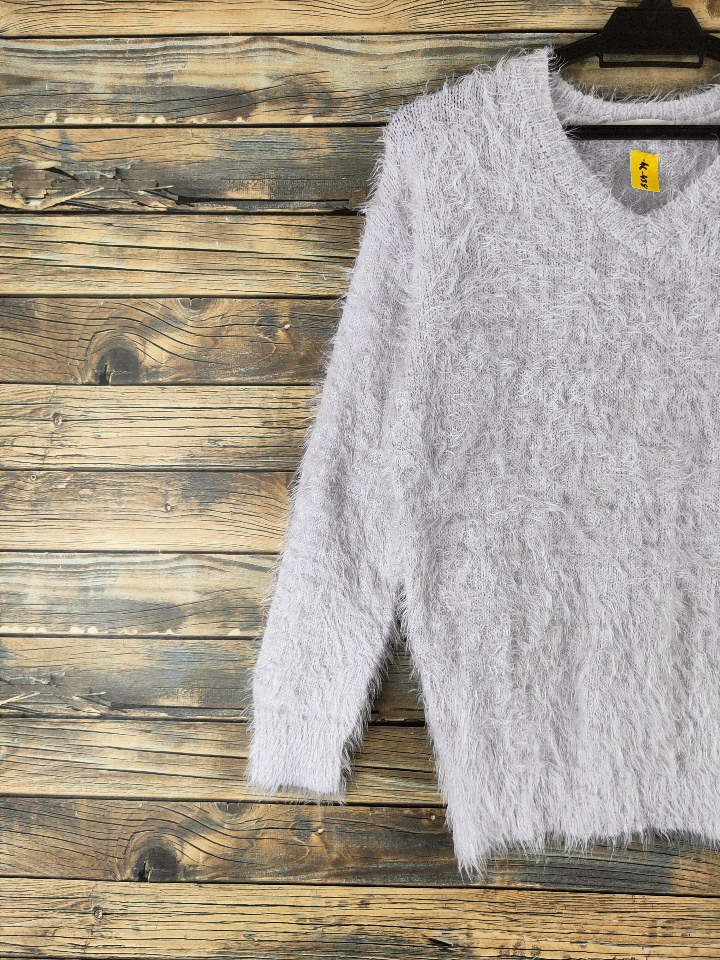Japanese Brand DL Shoo La Rue Silver Fur Mohair shaggy Knitwear #46-438 Size M / US 6-8 / IT 42-44 - 3 Thumbnail