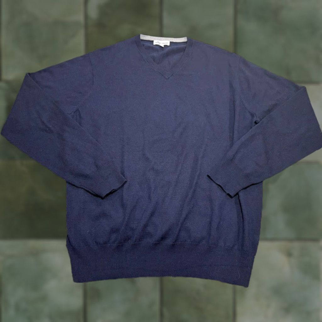 Peter Millar Peter Millar Sweater Mens Large V-Neck Merino Wool Silk Nylon Blend Blue Pullover Preppy Size US L / EU 52-54 / 3 - 1 Thumbnail