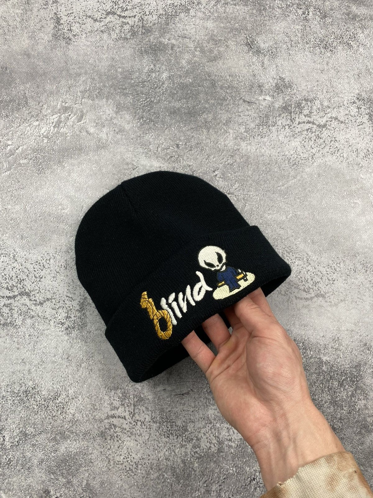Girl Skateboards Vintage 90s Blind Skateboarding Hat Beanie Black Hook Ups Size ONE SIZE - 2 Thumbnail