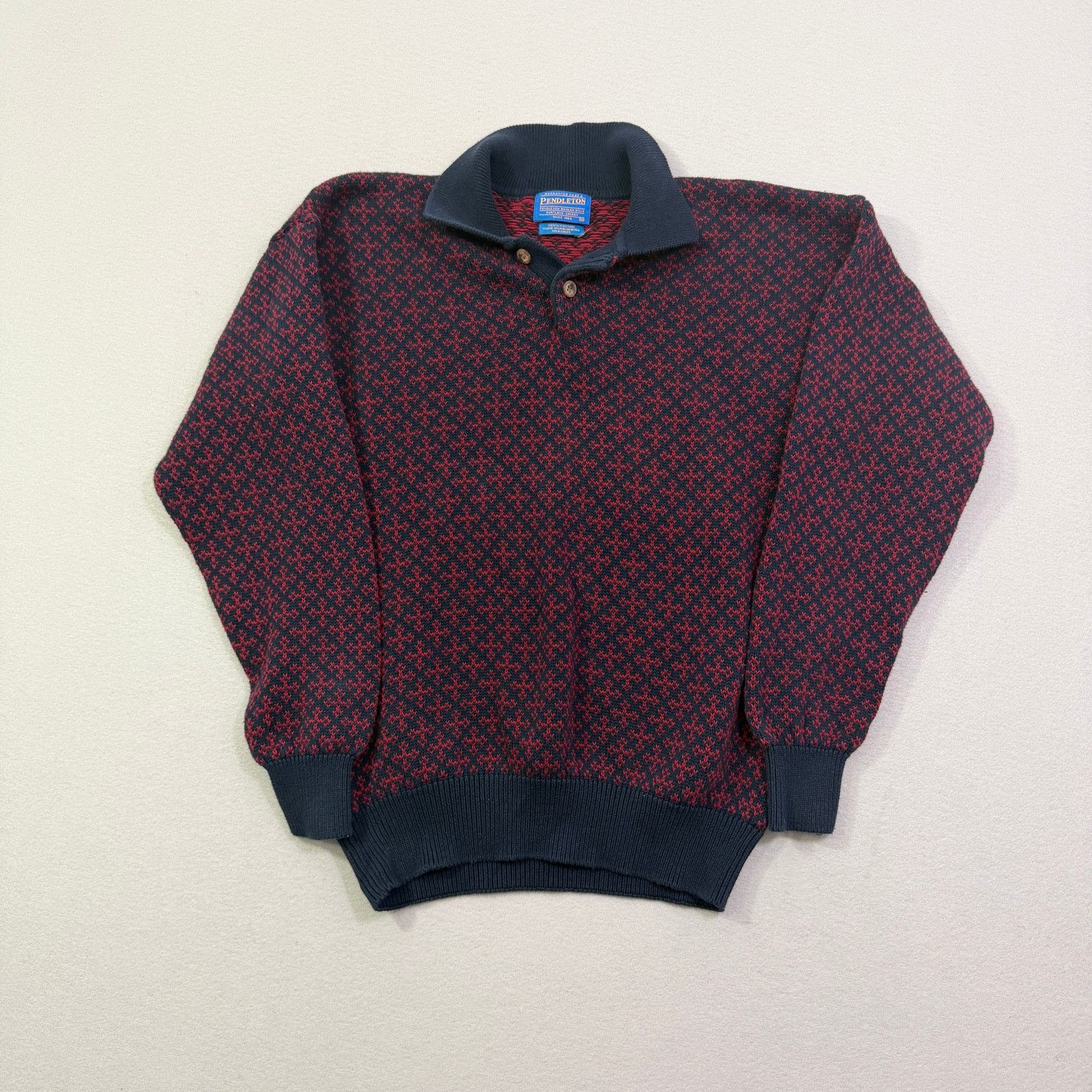 Pendleton Pendleton Collared Sweater Men's Medium Red Blue Geometric Size US M / EU 48-50 / 2 - 1 Thumbnail