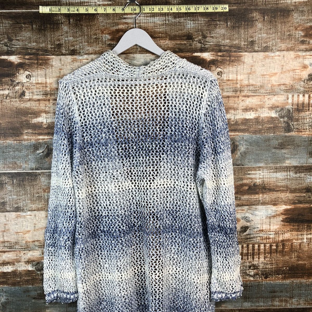 Japanese Brand Cinzia Caldi crochet meshnet Stripe Cardigan Knitwear #A2209 Size US XL / EU 56 / 4 - 15 Thumbnail