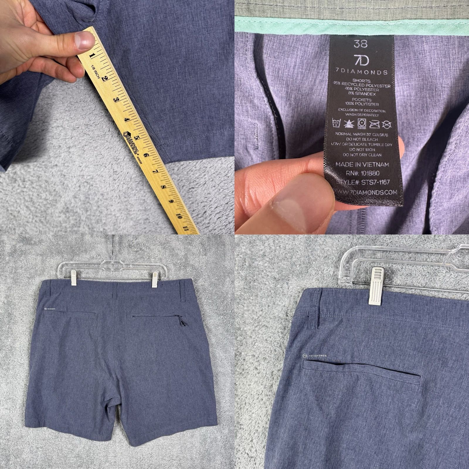 Vintage 7 Diamonds Aeroplane Shorts Mens 38x7 Performance Lightweight Wicking Stretch Size US 38 / EU 54 - 9 Thumbnail
