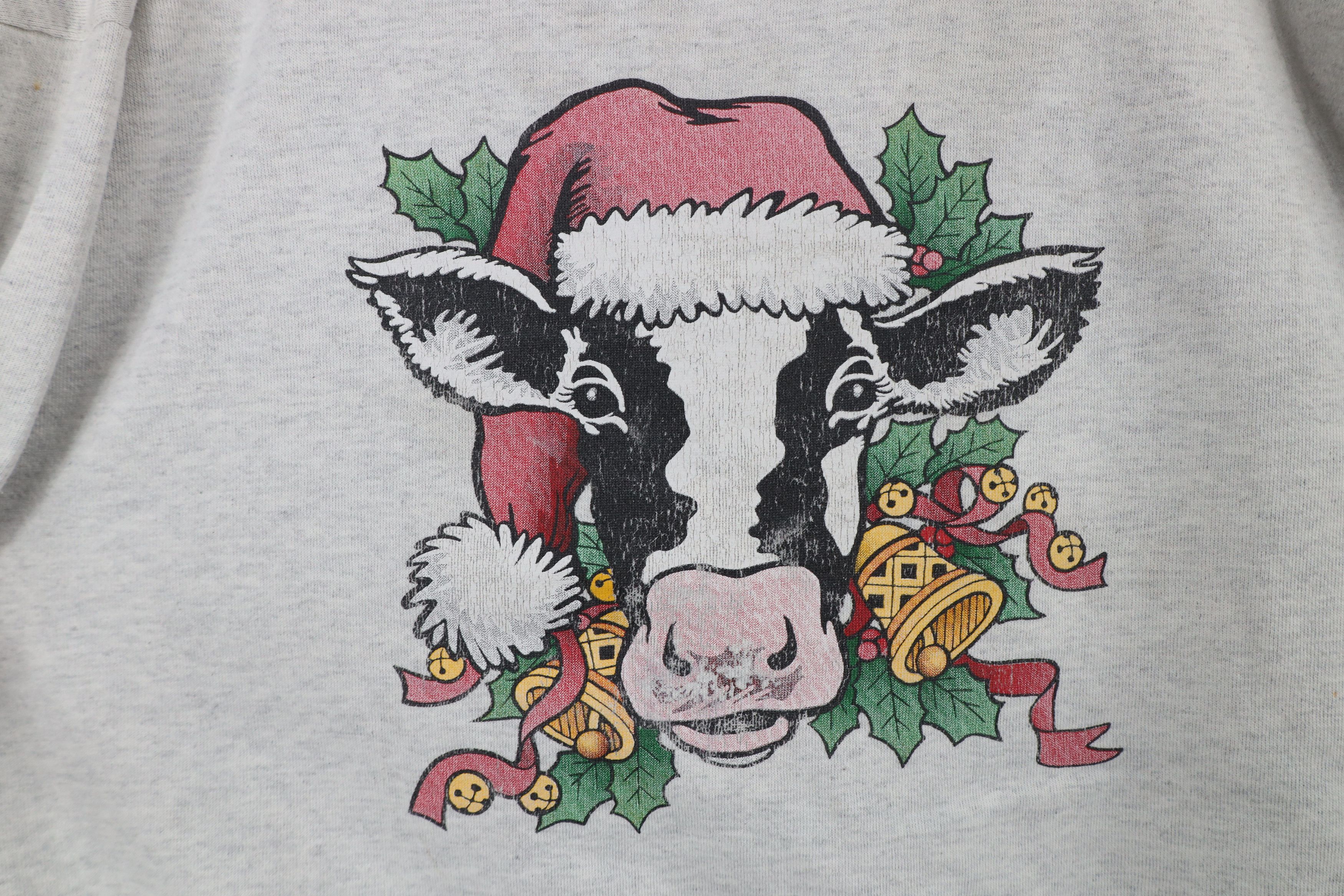 Vintage Vintage 90s Streetwear Christmas Dairy Cow Sweatshirt USA Size XL / US 12-14 / IT 48-50 - 4 Thumbnail