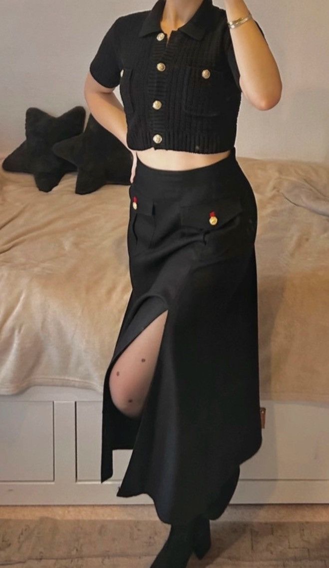 Versace × Vintage Versace Vintage Office Siren Slit Skirt (midi) - Black Size 26" / US 2 / IT 38 - 7 Thumbnail