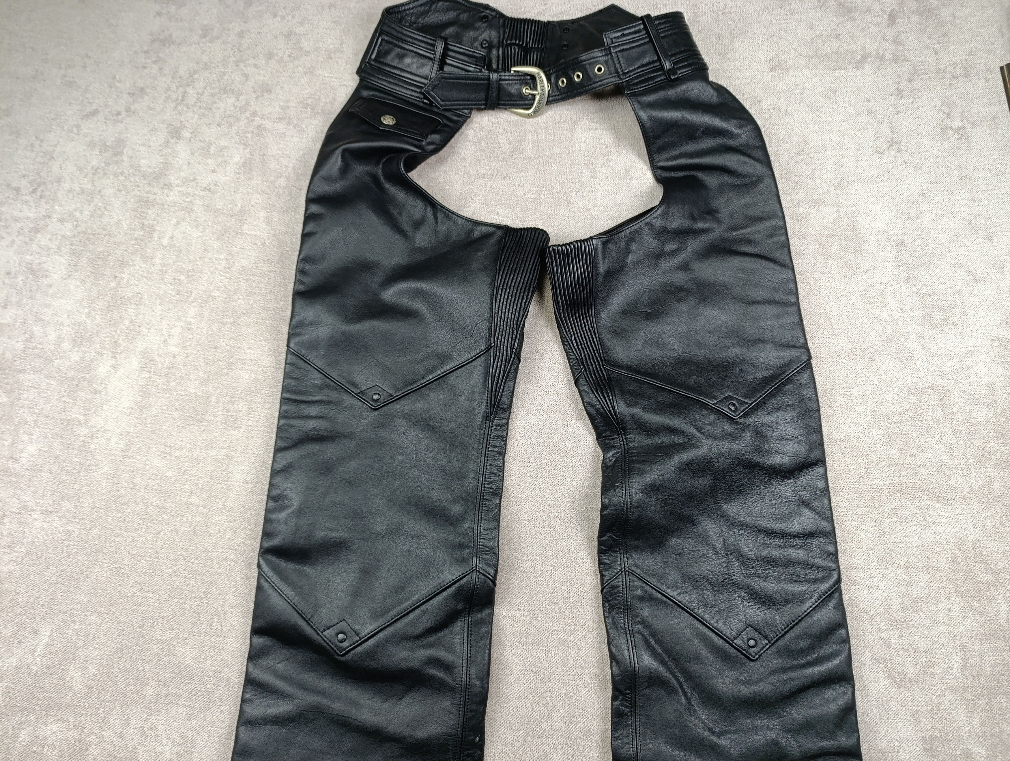 Harley Davidson HARLEY DAVIDSON BLACK LEATHER WOMENS MOTORCYCLE CHAPS PANTS Size 30" / US 8 / IT 44 - 3 Thumbnail