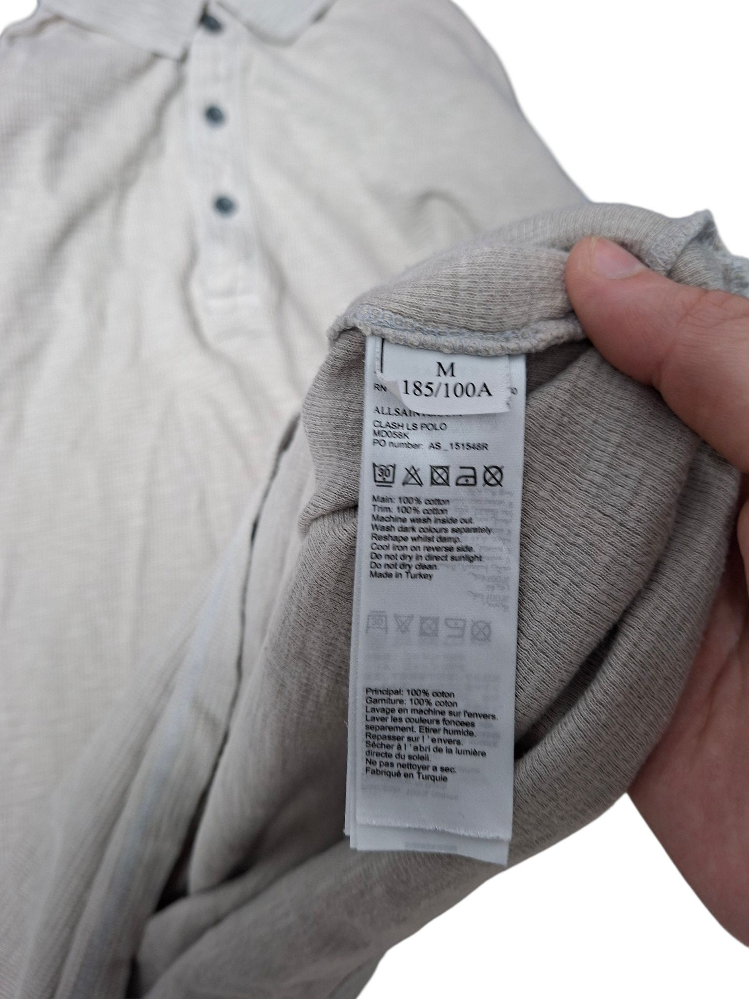 Allsaints ALLSAINTS LUXURY BEIGE LONG SLEEVE TEE Size US M / EU 48-50 / 2 - 5 Thumbnail