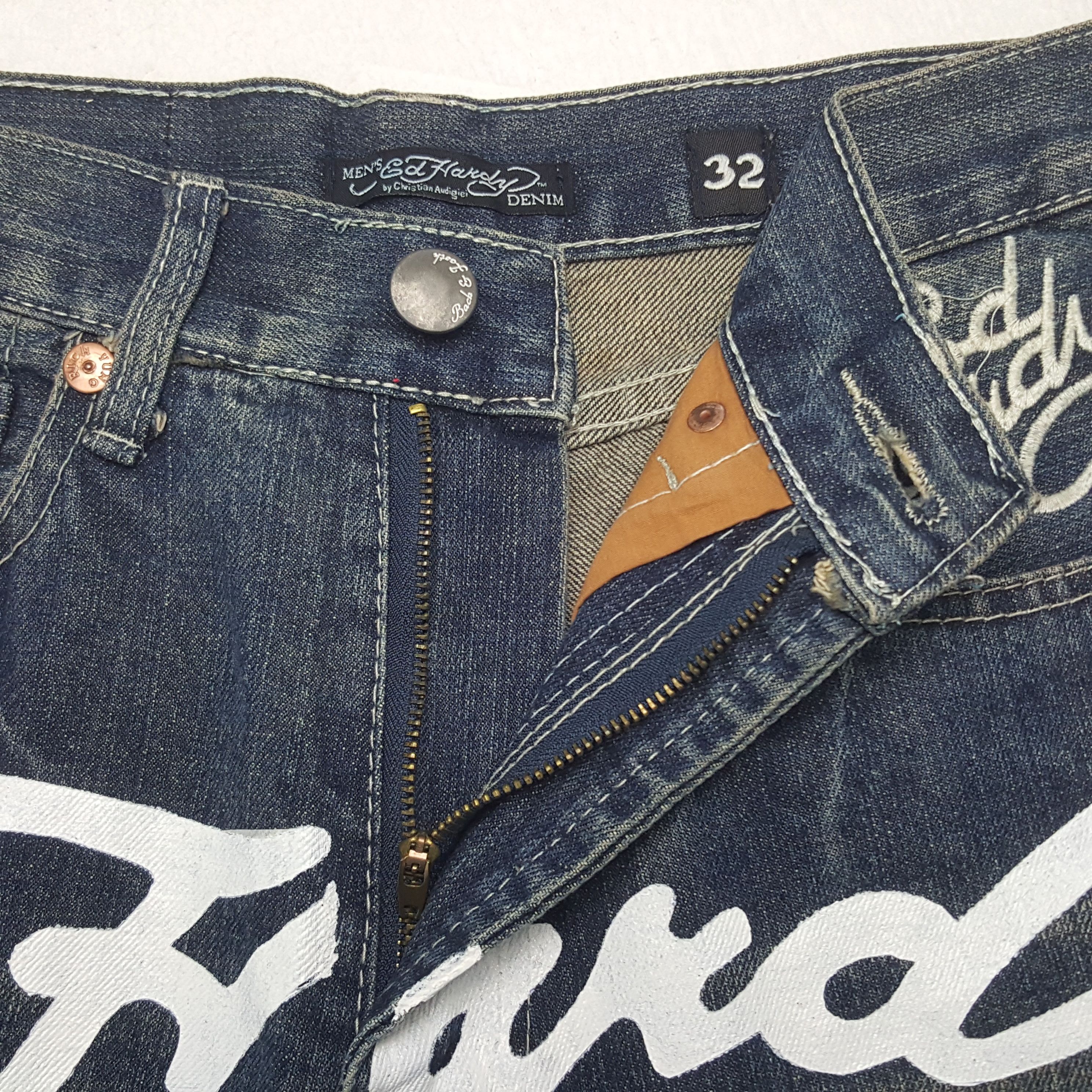 Ed Hardy × Vintage Vintage Ed Hardy Custom Logo Spell Out Denim Jeans Size US 30 / EU 46 - 12 Thumbnail