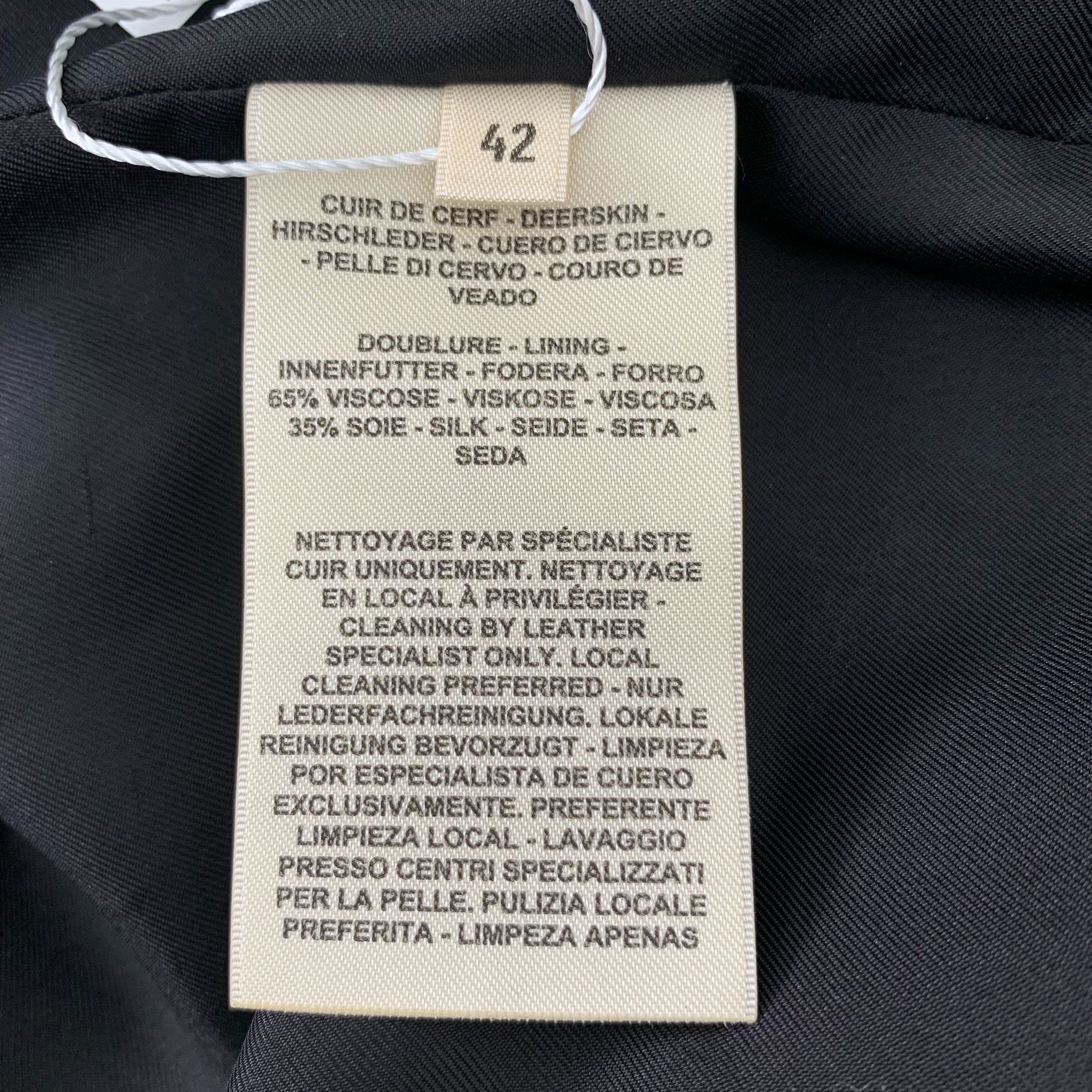 Hermes Hermès Paris Womens Deerskin Jacket Size 42 Black Leather Co Size M / US 6-8 / IT 42-44 - 5 Thumbnail