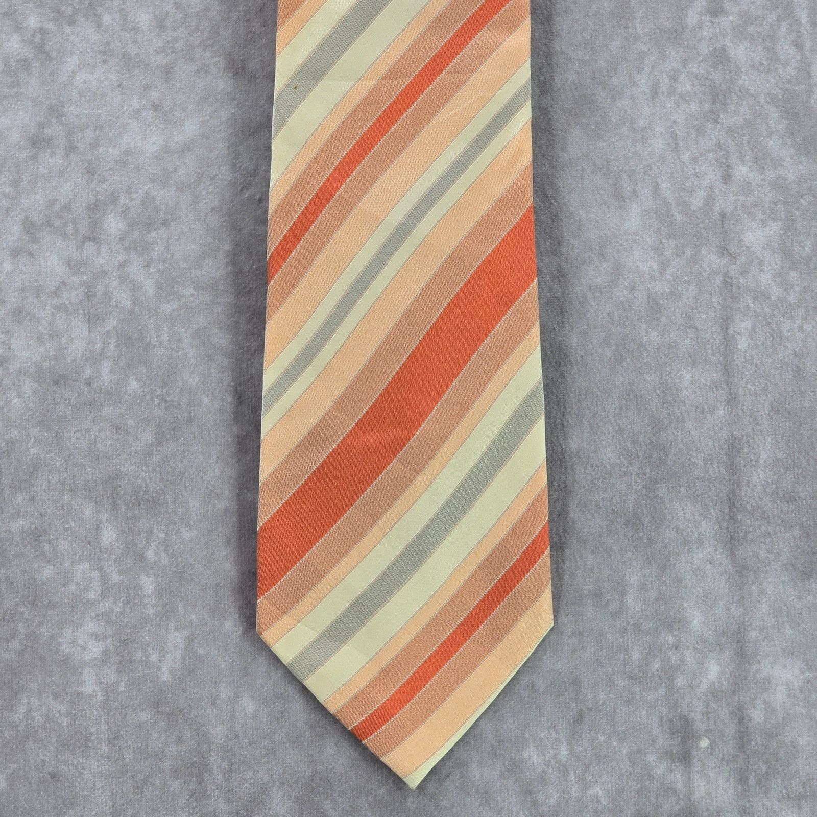 Van Heusen Van Heusen Orange Gray Stripe 100% Silk Men's Neck Tie NWOT Size 30 - 1 Thumbnail