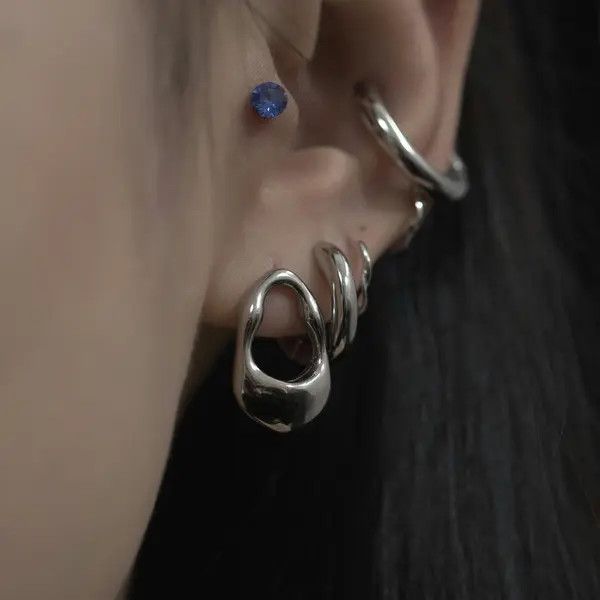 Other Liquid Metal Earrings – Mirror Silver, Easy-Pull Fit Size ONE SIZE - 2 Thumbnail