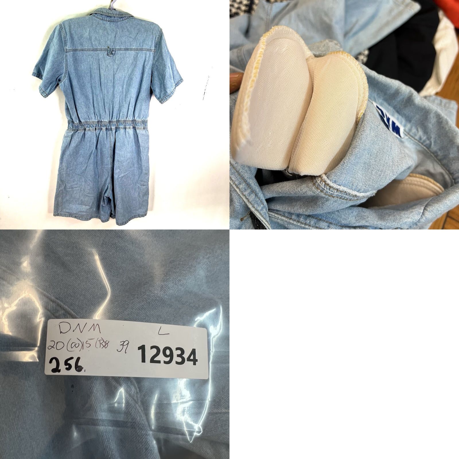 Denime VINTAGE DNM Denim Romper Womens Size L Short Sleeve Blue 80s Casual Activewear Skort Size L / US 10 / IT 46 - 8 Thumbnail