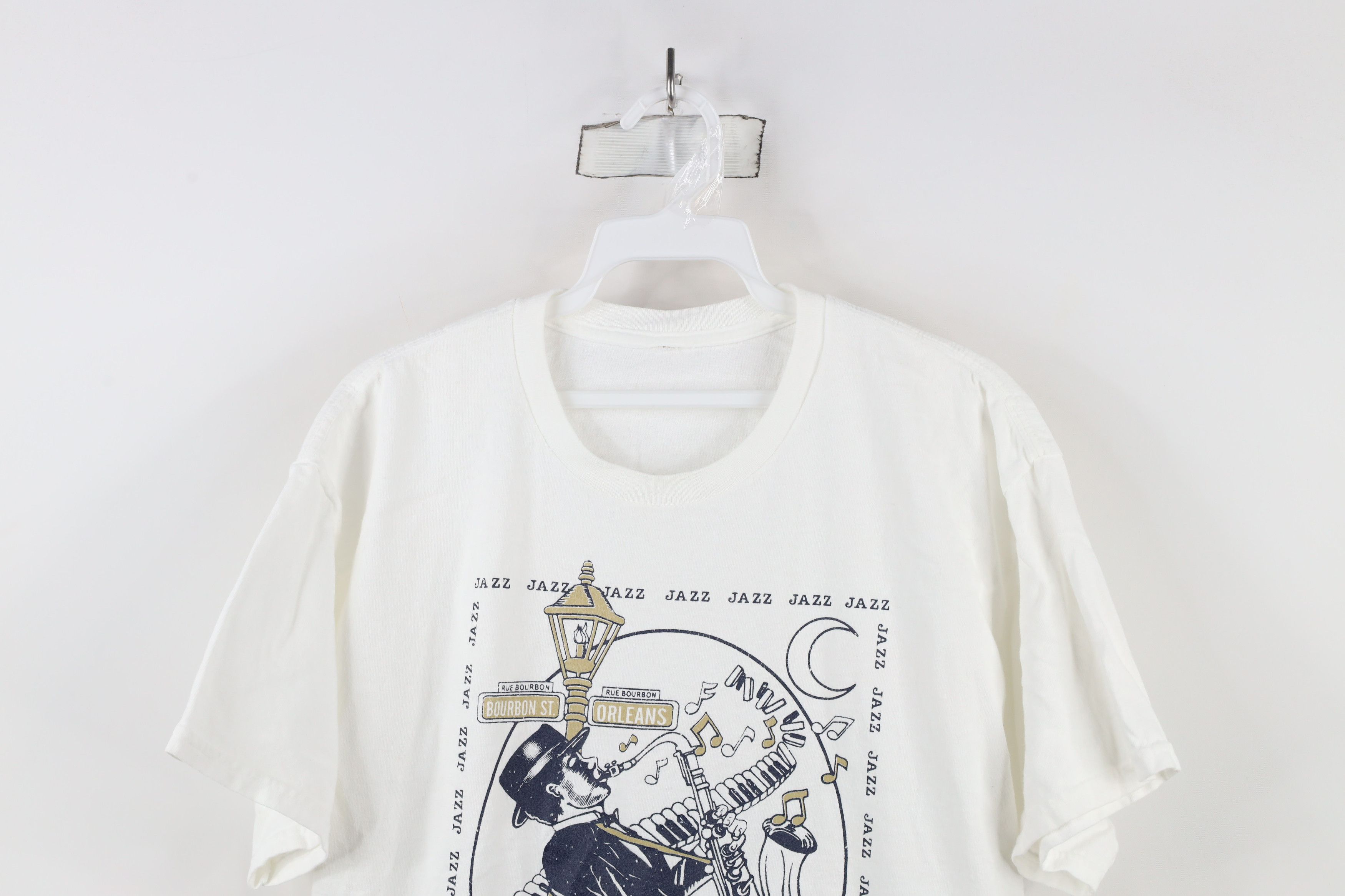 Vintage Vintage 90s Streetwear Jazz Music T-Shirt White Cotton Size US L / EU 52-54 / 3 - 2 Thumbnail