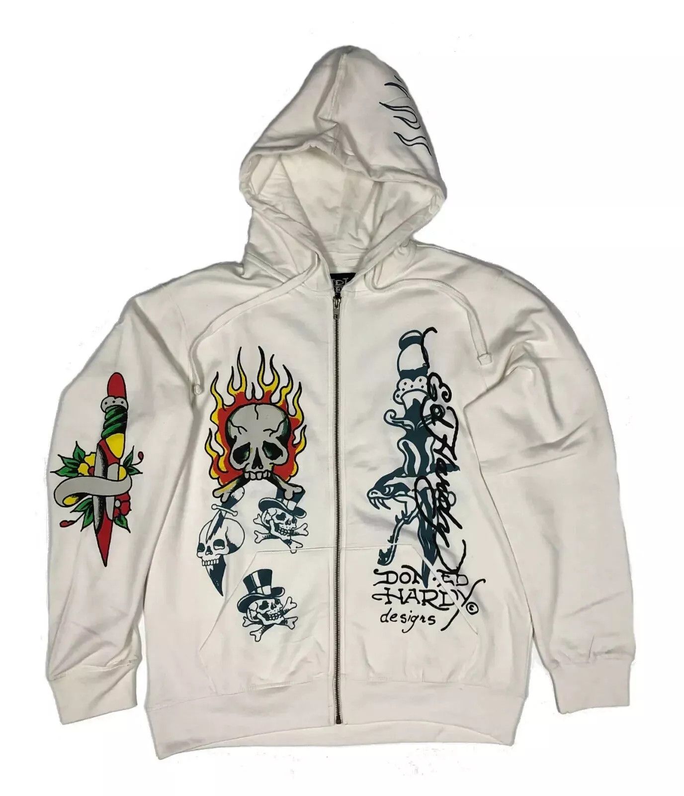 Ed Hardy Ed Hardy Flame Skull Men's Zip Up Hoodie Style: EHM1301-45 Size US XL / EU 56 / 4 - 2 Thumbnail