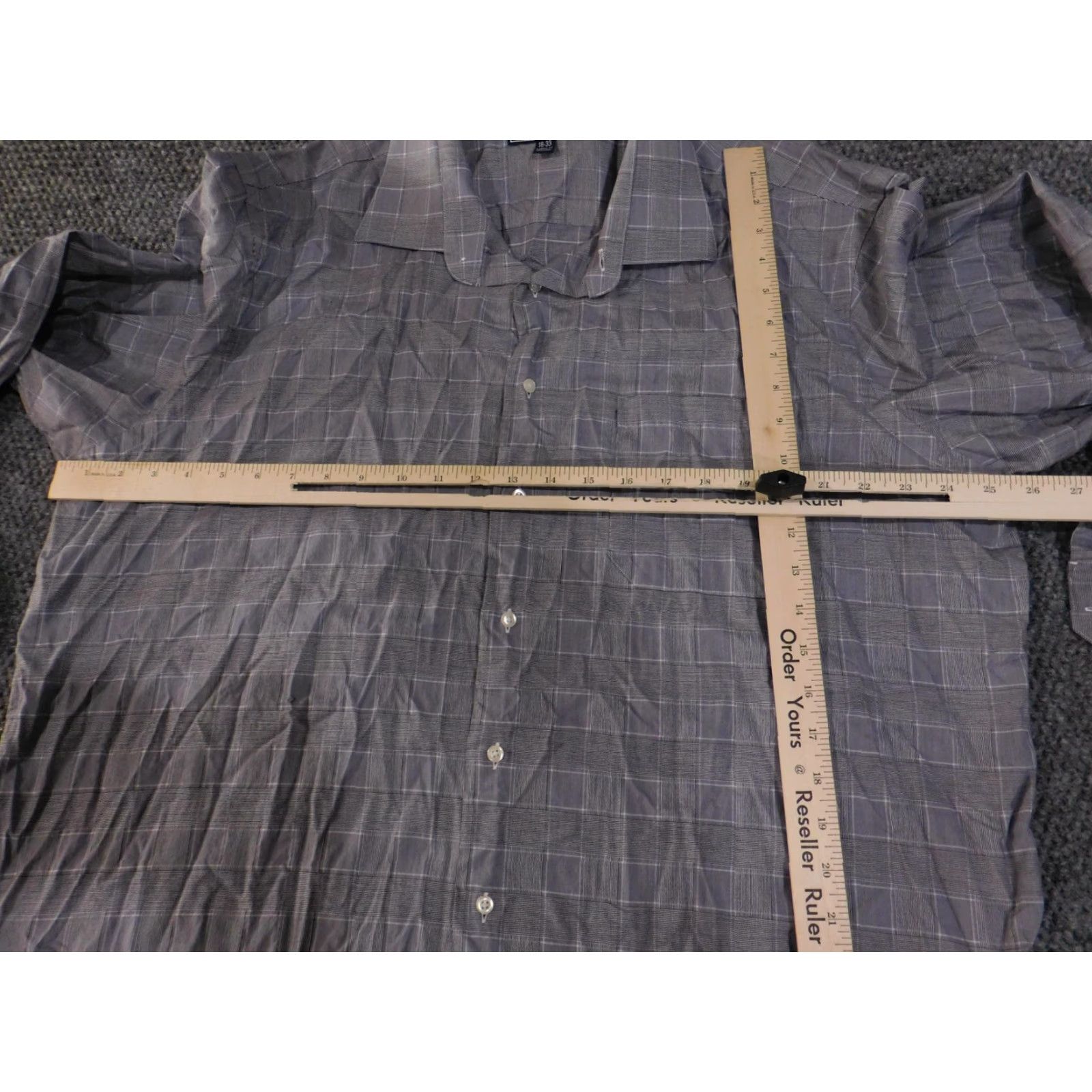 Vintage Paul Fredrick Shirt Mens 18-33 Gray Plaid Long Sleeve Classic Fit Cotton Dress Shirt Size 48R - 5 Thumbnail