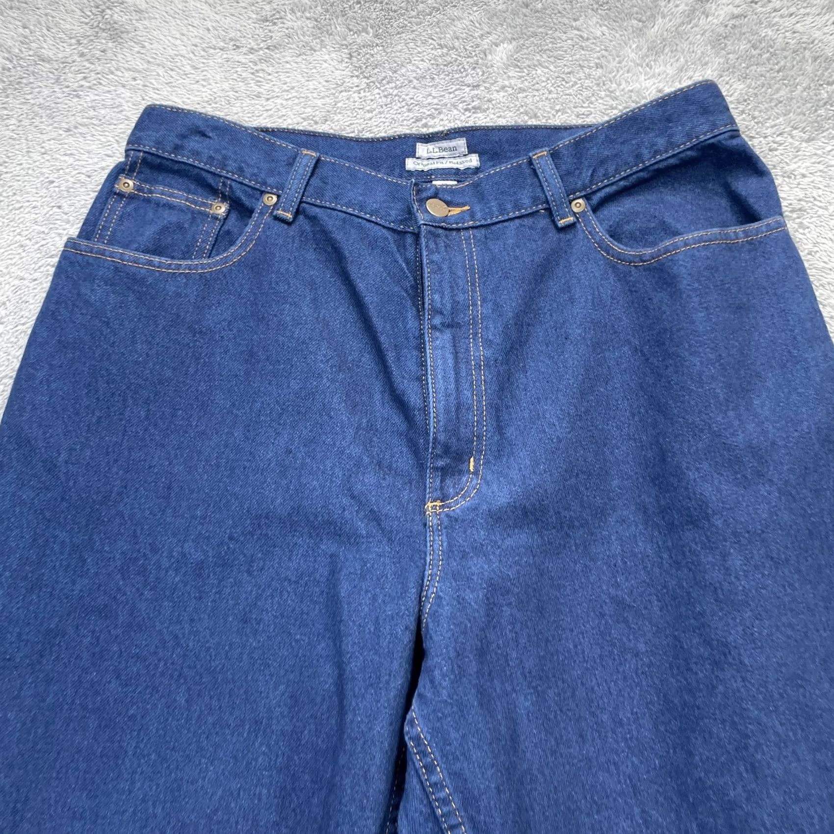 Vintage VINTAGE LL Bean Jeans Womens 16 Tall Blue Ultra High Rise Relaxed Tapered Leg Logo Denim Shirt? Size 24" / US 00 / IT 34 - 5 Thumbnail