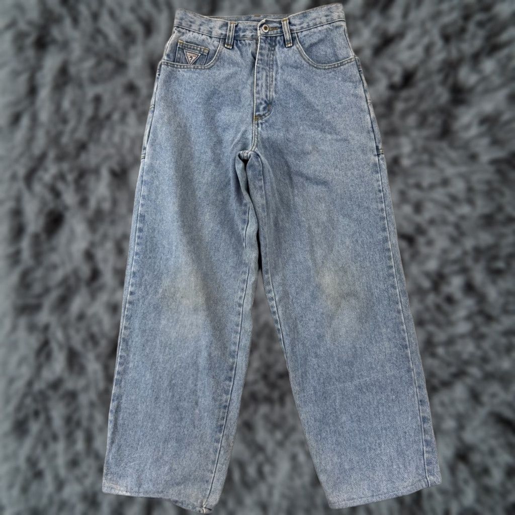 Guess VINTAGE GUESS Jeans Womens 18 Blue Denim Wide Leg 90s Baggy Loose 28x30 Skate Size 40" / US 18 - 1 Thumbnail