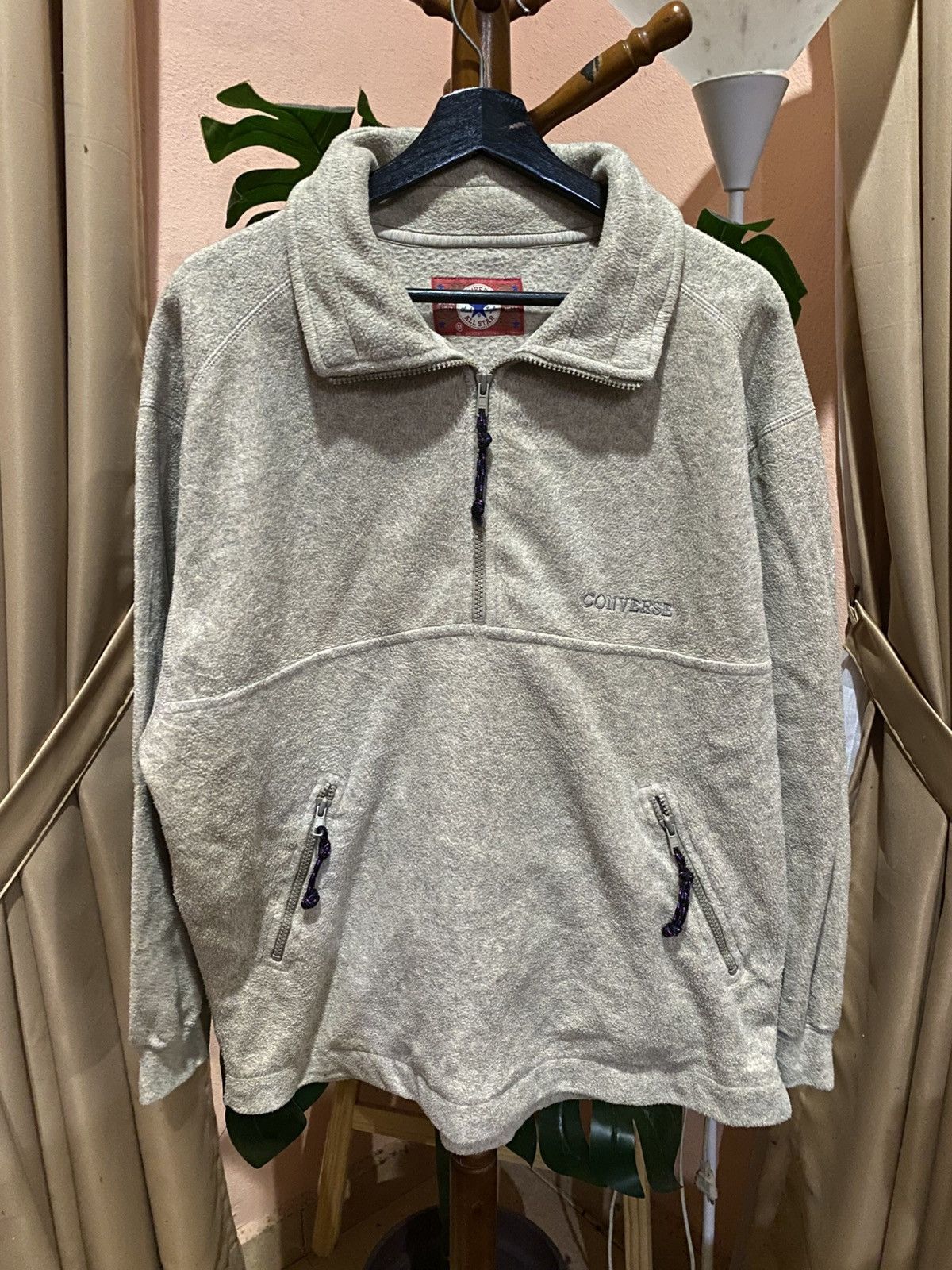 Converse Converse All Star Beige Fleece Pullover Half-Zip Jacket Size US M / EU 48-50 / 2 - 3 Thumbnail