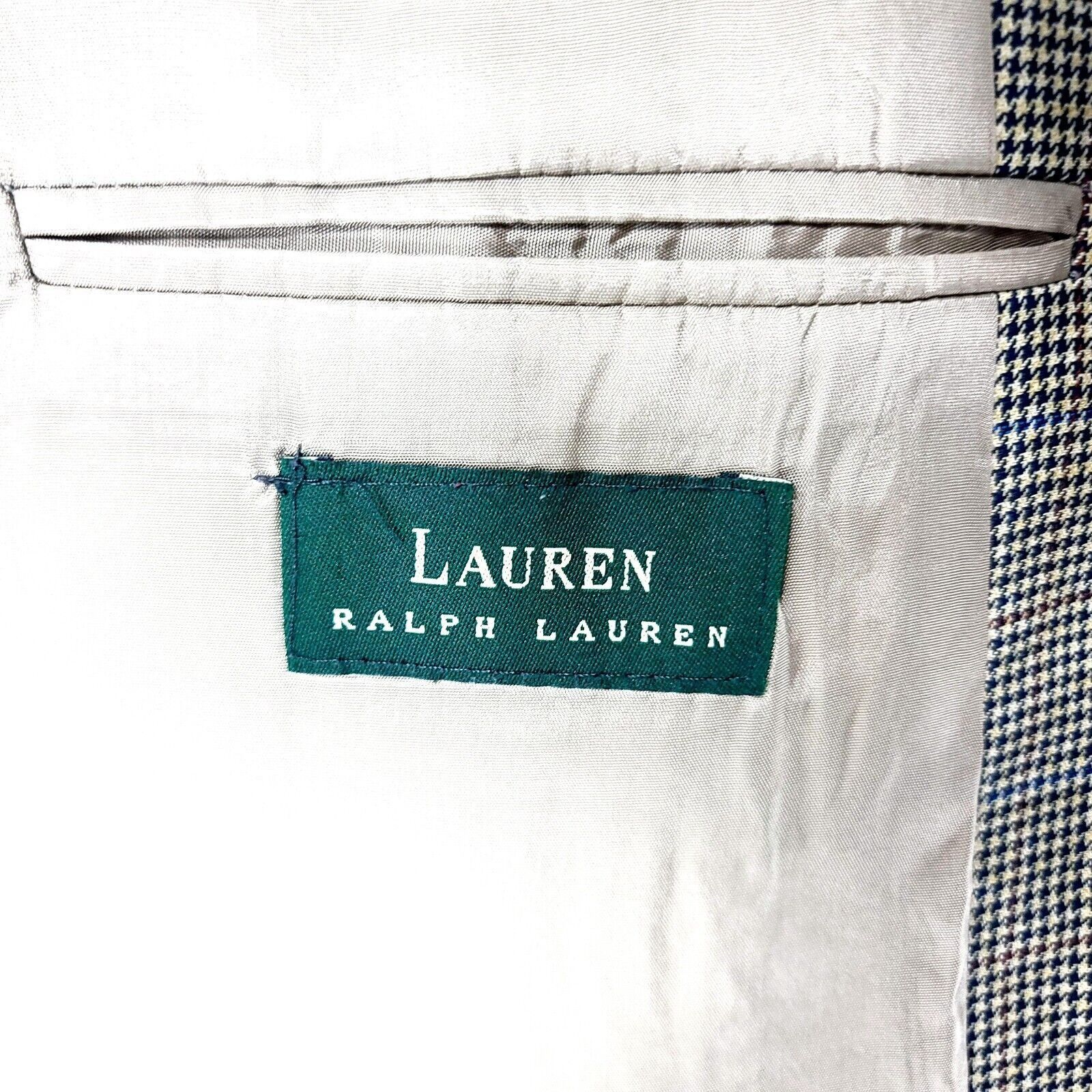 Lauren Ralph Lauren Lauren Ralph Lauren Wool 2 Button Sport Coat 42R Tan Houndst Size 42R - 8 Thumbnail