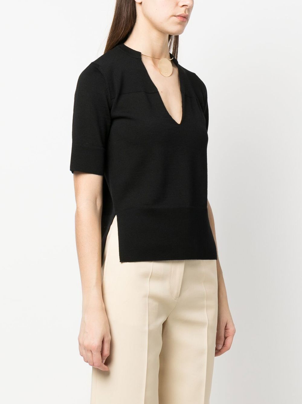 Jil Sander o1y1025 Short Sleeves Sweater in Black Size S / US 4 / IT 40 - 2 Thumbnail