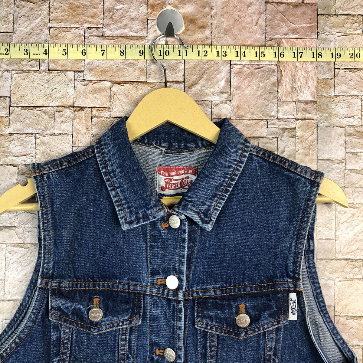 Coca Cola Pepsi Cola Blue Denim Vest #A838 Size US S / EU 44-46 / 1 - 4 Thumbnail