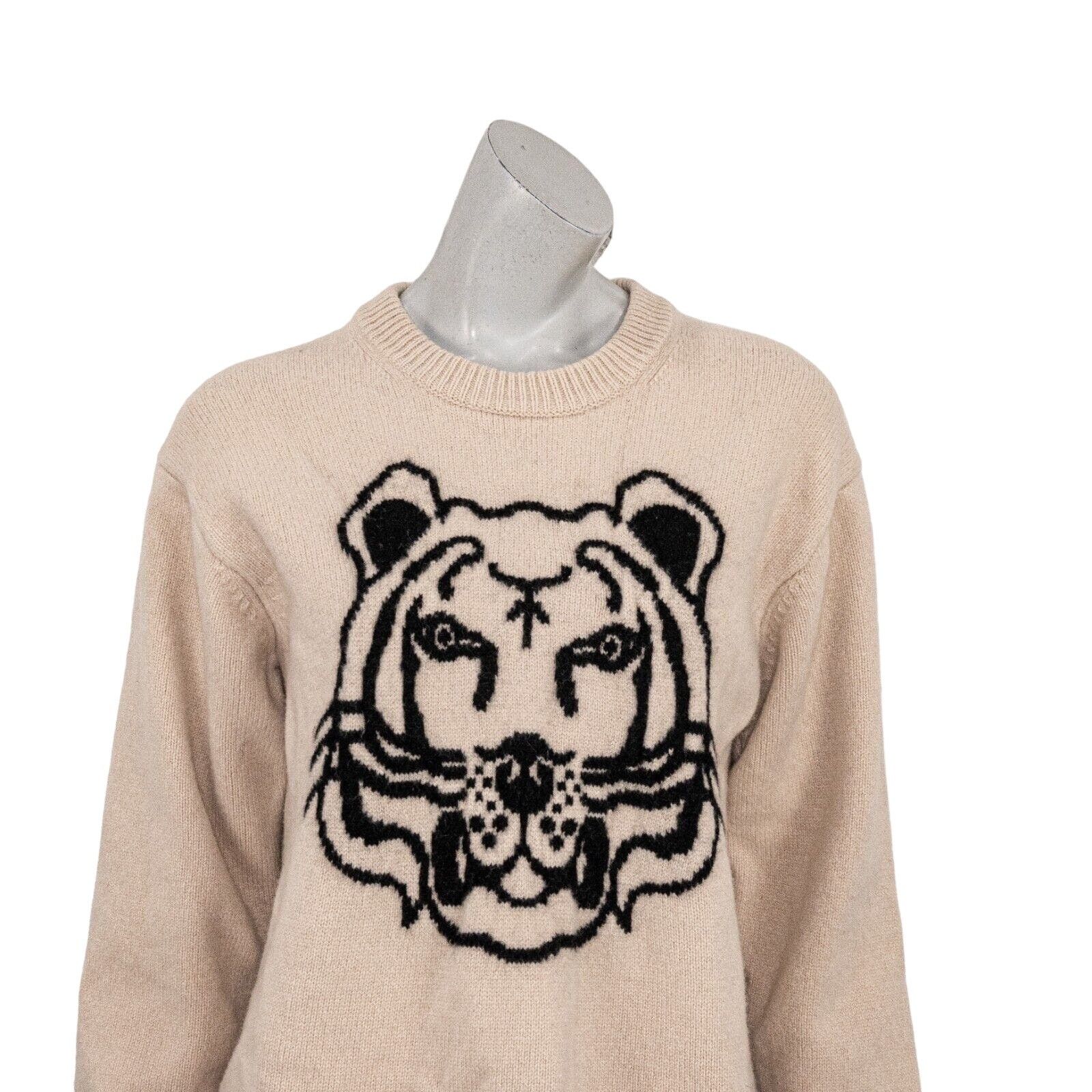 Kenzo KENZO Women's Wool K-Tiger Sweater Crewneck in Beige knit Size M / US 6-8 / IT 42-44 - 10 Thumbnail