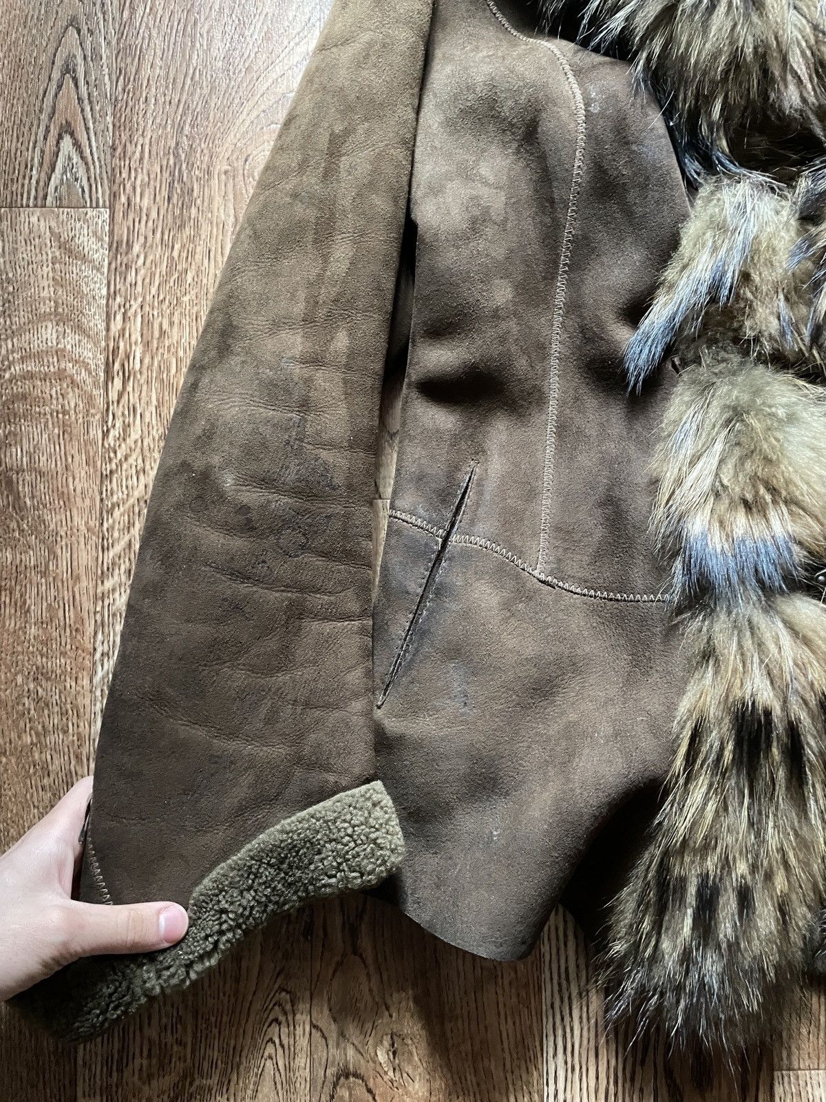 The Unbranded Brand Vintage Lamb Shearling Echtes Brown Long Overcoat y2k 90s Size XL / US 12-14 / IT 48-50 - 4 Thumbnail