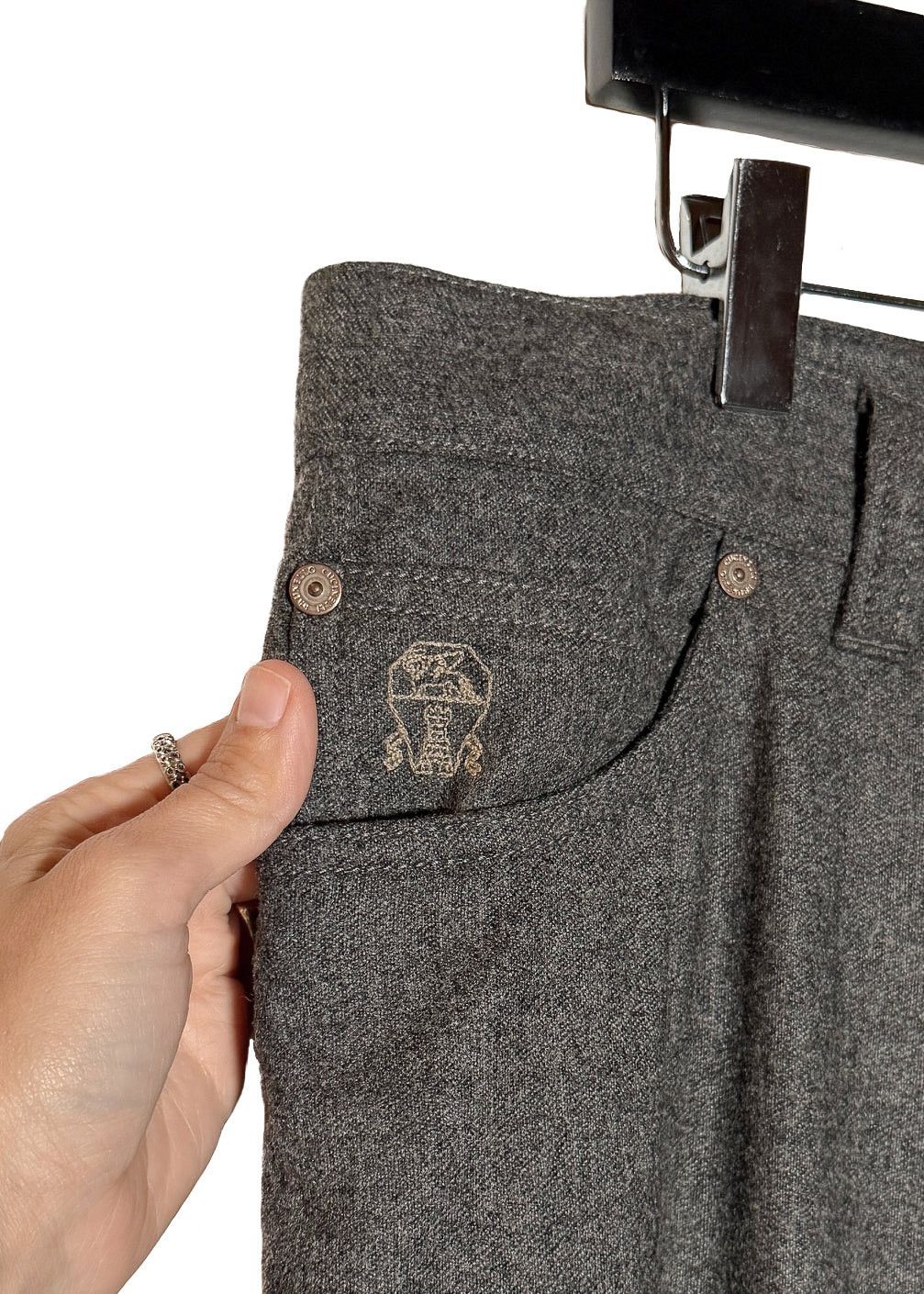 Brunello Cucinelli Brunello Cucinelli Grey Wool Flannel Pants Size US 38 / EU 54 - 3 Thumbnail