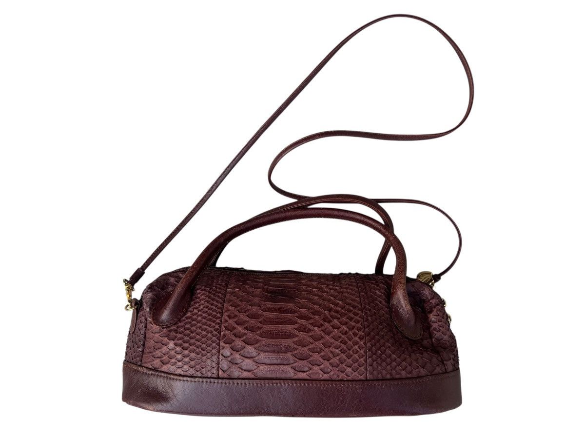 Leather Vintage GRES PARIS Python Skin Leather 2 Way Mini Boston Bag Size ONE SIZE - 8 Thumbnail