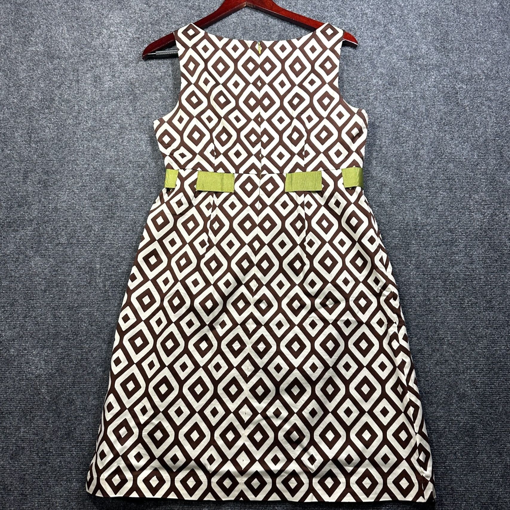 Vintage Jessica Howard Dress Womens 10 Sleeveless White Brown Print Ribbon Tie Back Zip Shirt Dress Size L / US 10 / IT 46 - 7 Thumbnail